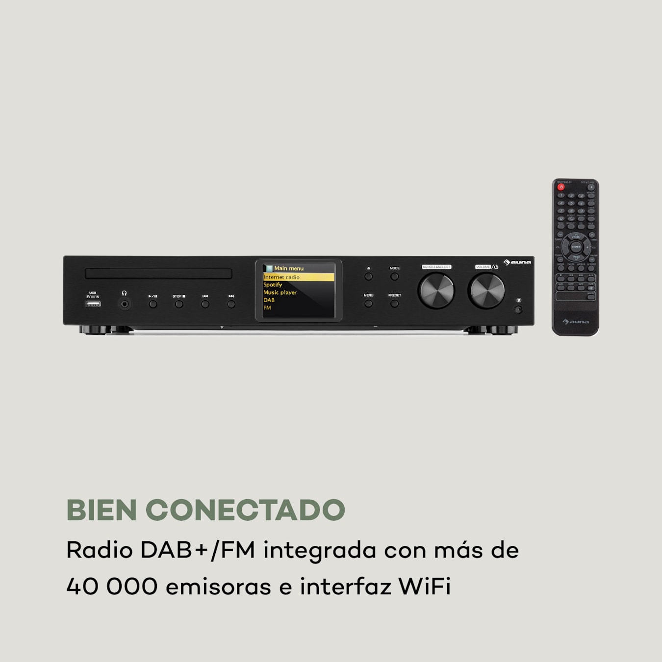 auna iTuner CD Receptor HiFi Radio de Internet/DAB+/FM Reproductor