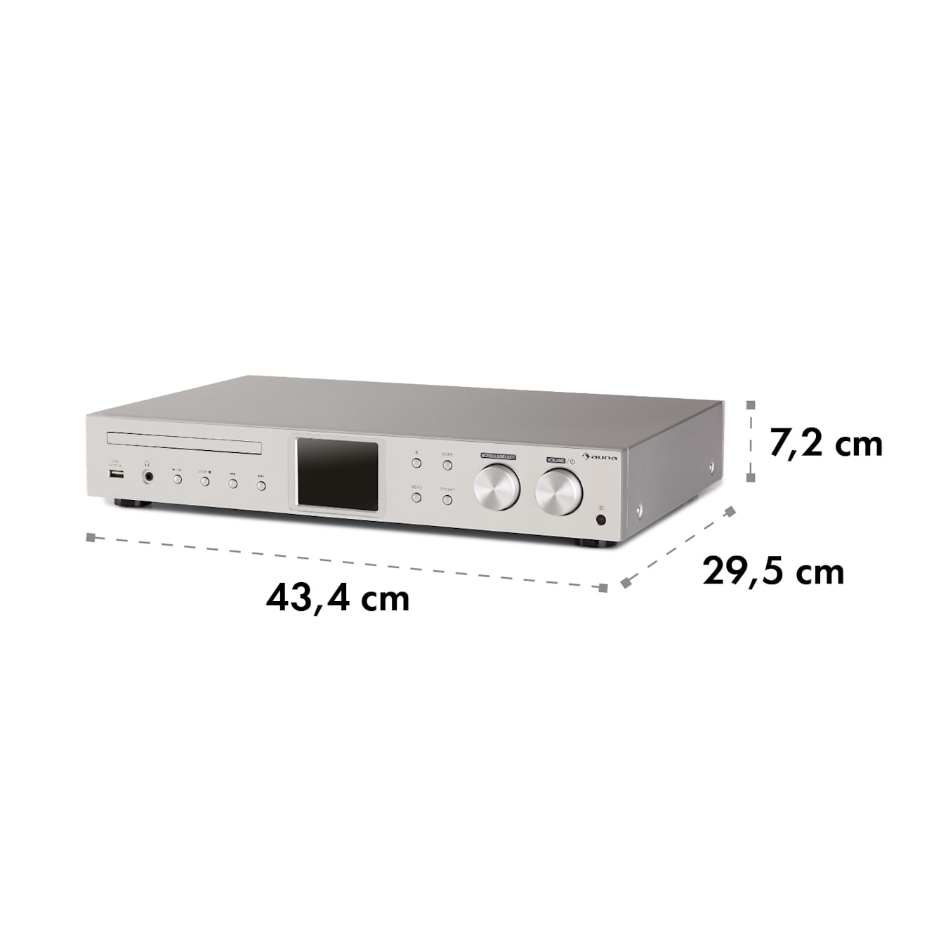 auna iTuner CD Receptor HiFi Radio de Internet/DAB+/FM Reproductor de CD  WiFi plata Plata Metálica