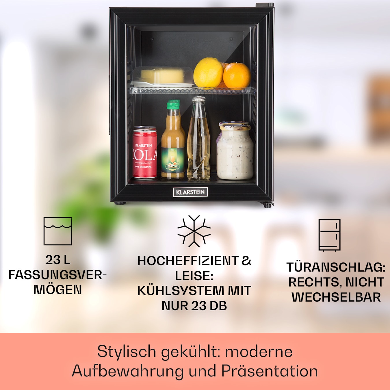 Frosty Minibar Mini-Kühlschrank, freistehend, Thermoelektrisches  Kühlsystem, 10 Liter Fassungsvermögen, Kühlung: 12 - 18 °C, Energieeffizienzklasse A, 33 dB, Innenraum: weiß, LED-Licht