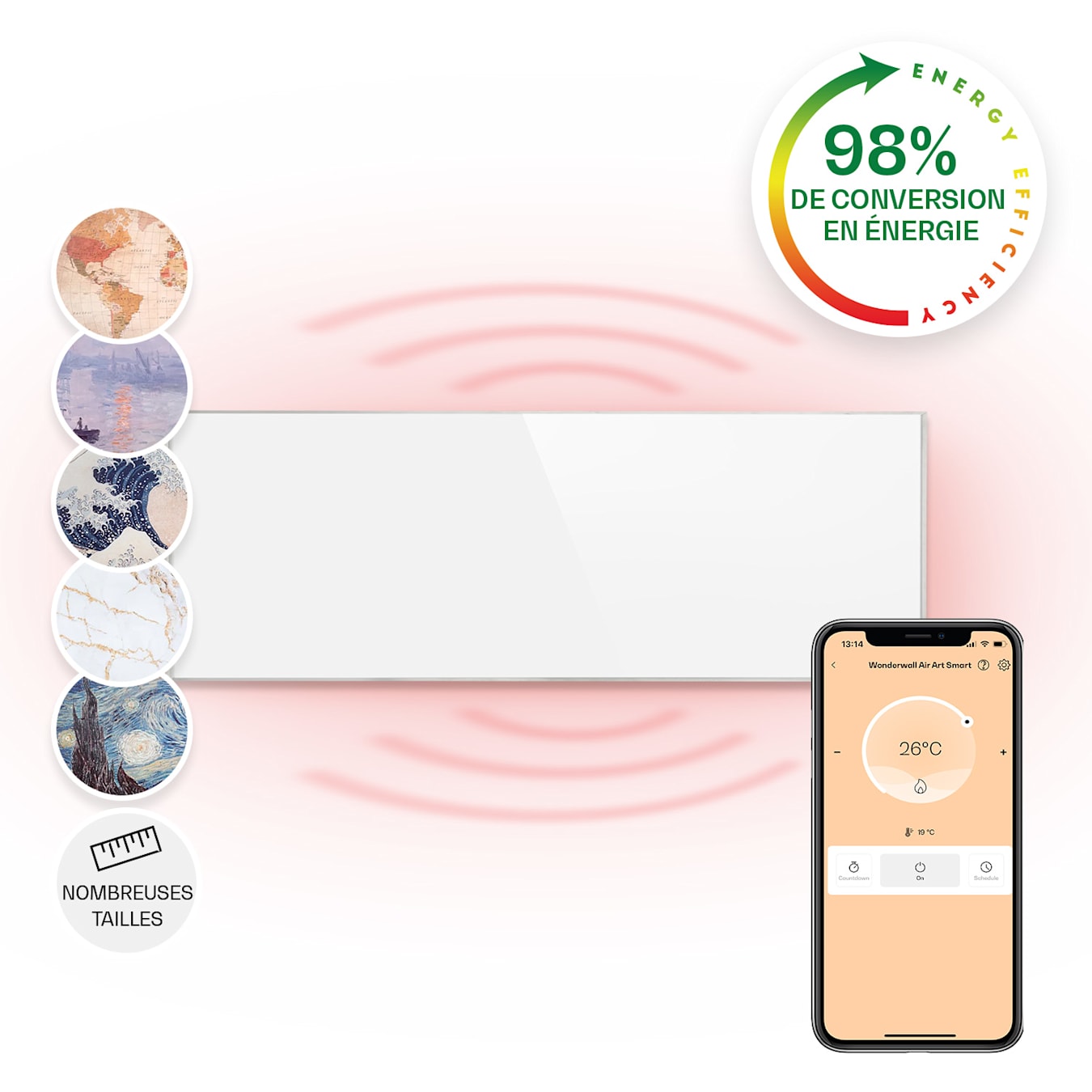 Eindig Afgekeurd Op grote schaal Wonderwall Smart infrarood verwarming elektrische verwarming | 100 x 30 cm  | 300W | IR ComfortHeat | WiFi: app bediening | Wandmontage | Ideaal voor  mensen met allergie: geen opwaaiend stof | Geruislo 300 W