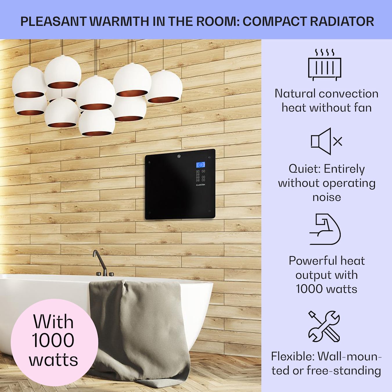 Radiateur électrique 1000 Watt programmable avec thermostat