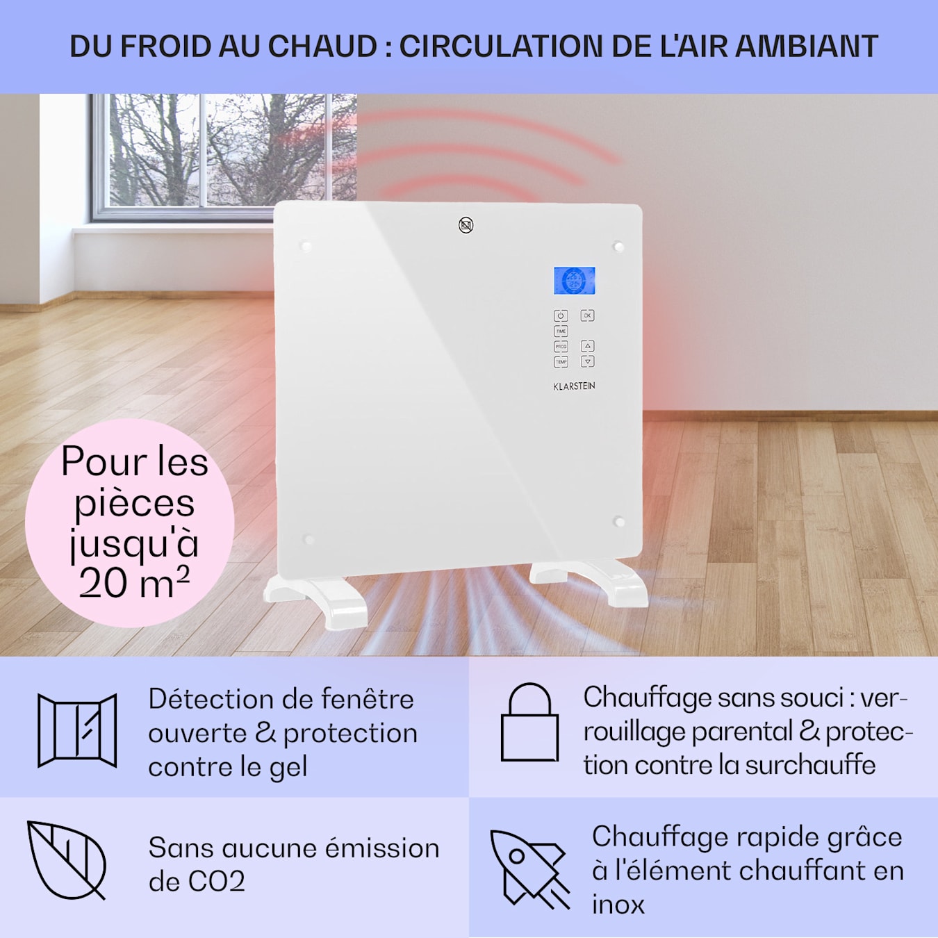 Klarstein - Radiateur convecteur - 2 puissances de chauffage 1000W