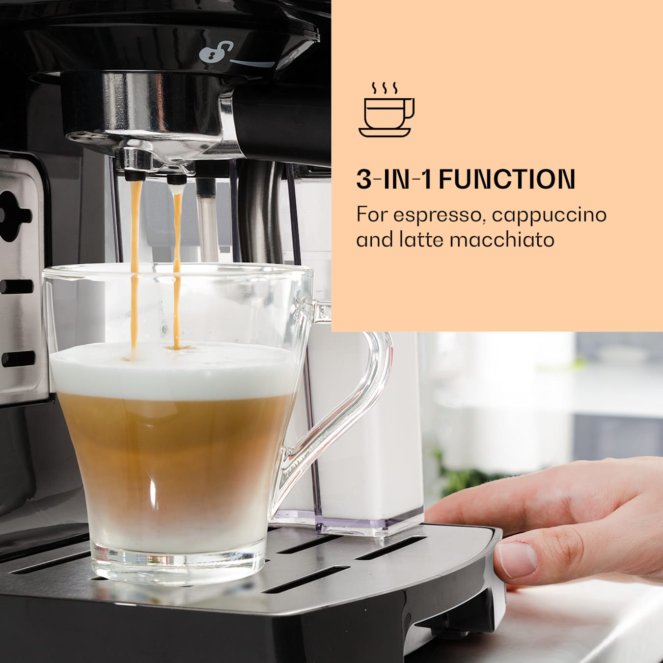 BellaVita coffee machine  3-in-1 function: espresso, cappuccino