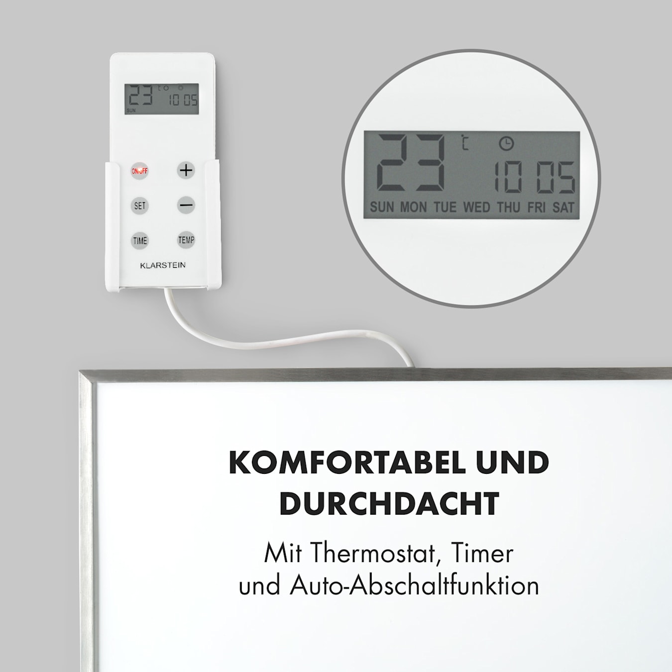 Wonderwall 96 Infrarotheizung, 120 x 80 cm, 960W, IR ComfortHeat, geräuschlos, kein Aufwirbeln von Staub, Thermostat, Wochentimer, Auto-Abschaltfunktion