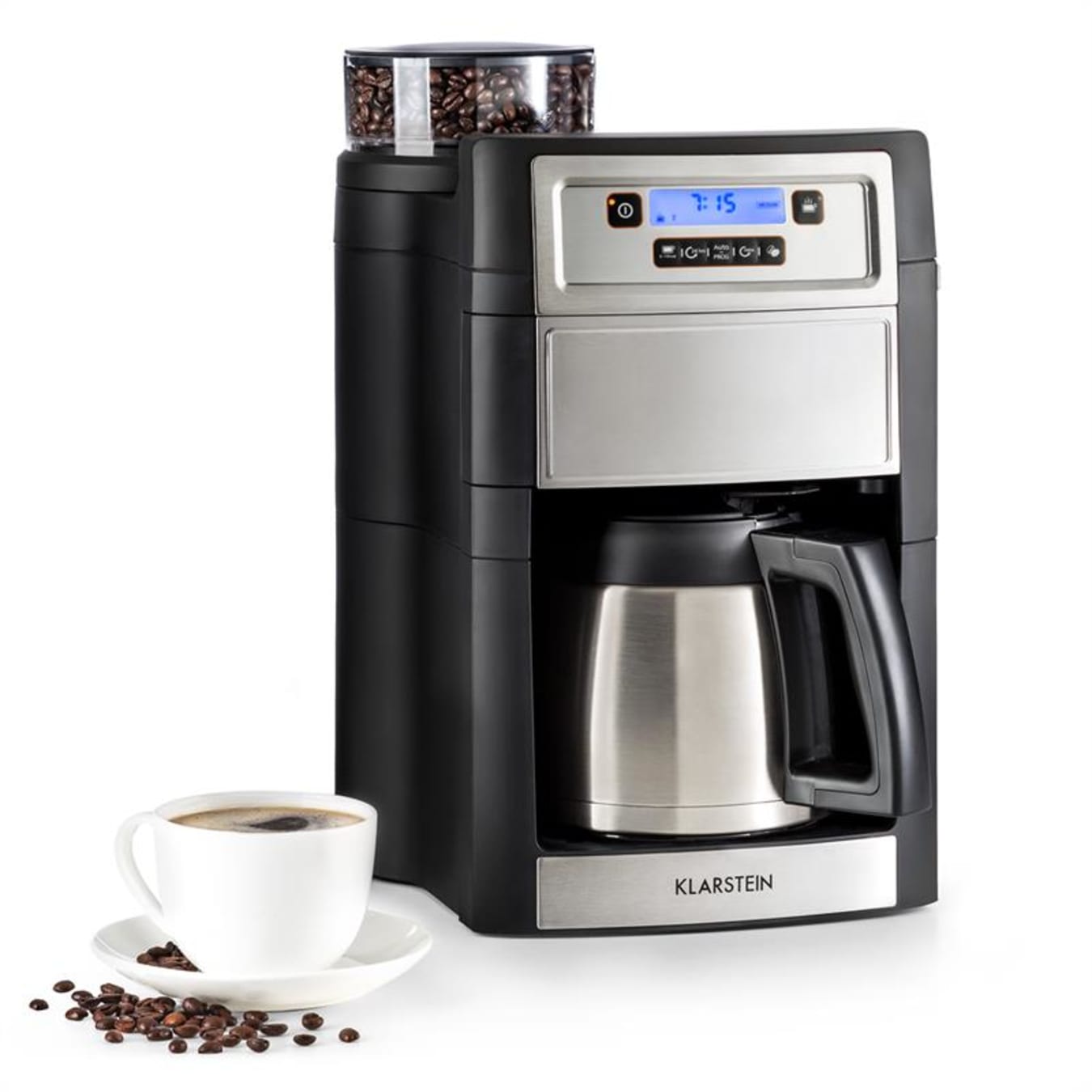 Klarstein Aromatica II Thermo Cafetière 1,25L + broyeur 1000W thermos -  argent Verseuse thermos