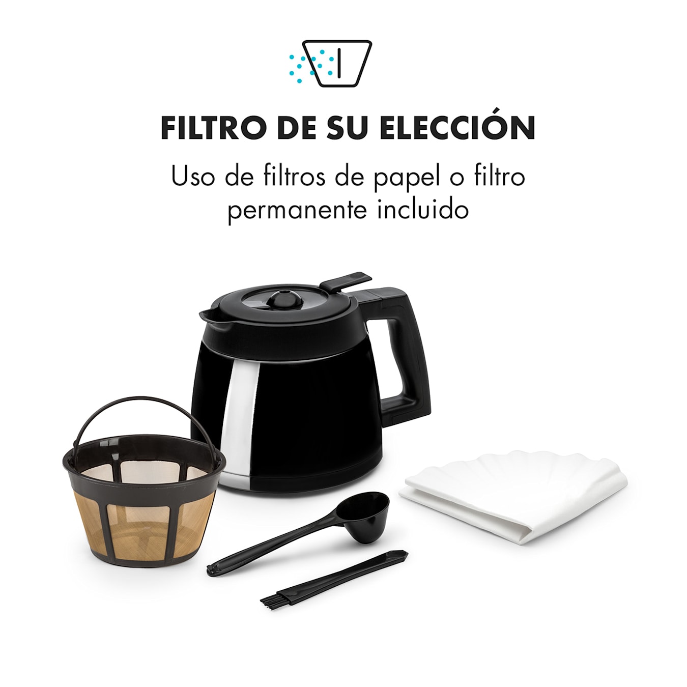 Klarstein Aromatica II Thermo Cafetera Molinillo de café integrado 1,25 L  Plateado Jarra térmica