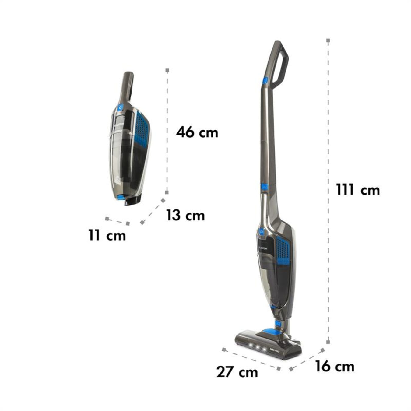 Klarstein TurboHybrid Aspirateur traineau sans sac et à main batterie  2200mAh - Anthracite