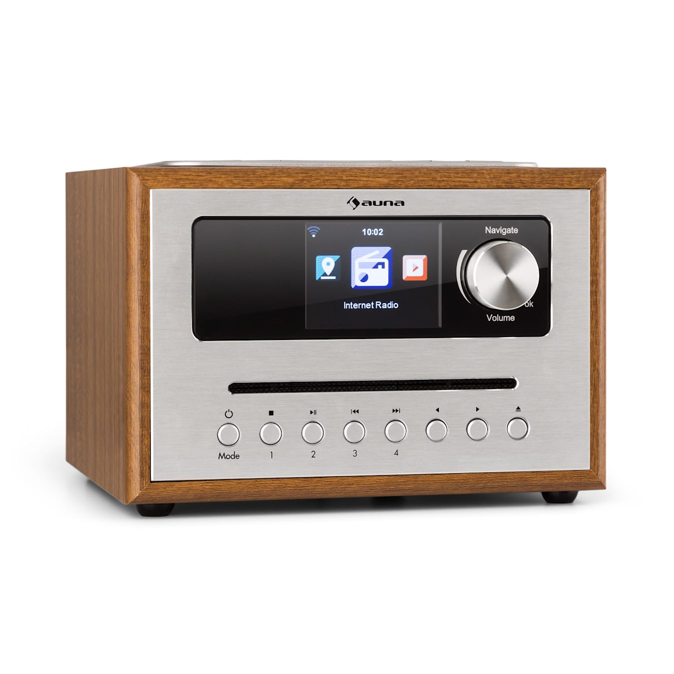 auna Silver Star CD Cube Radio Bluetooth HCC écran bois marron Brun