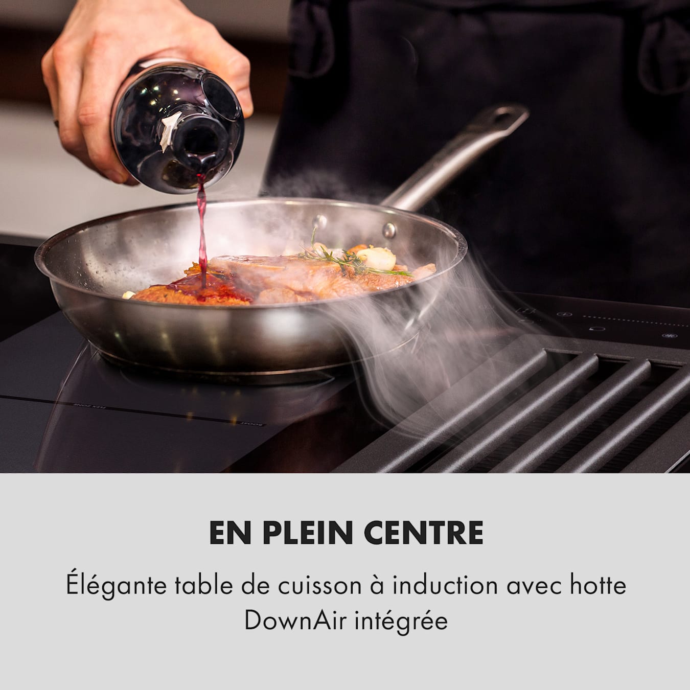 Klarstein Downdraft Hotte Aspirante 60cm Encastrable et Silencieuse pour  Cuisine, Débit d'Air 576m³/h, Filtres, 10 Modes de Ventilation et  Recirculation, Sans Evacuation, Efficacité Energétique A+ : : Gros  électroménager