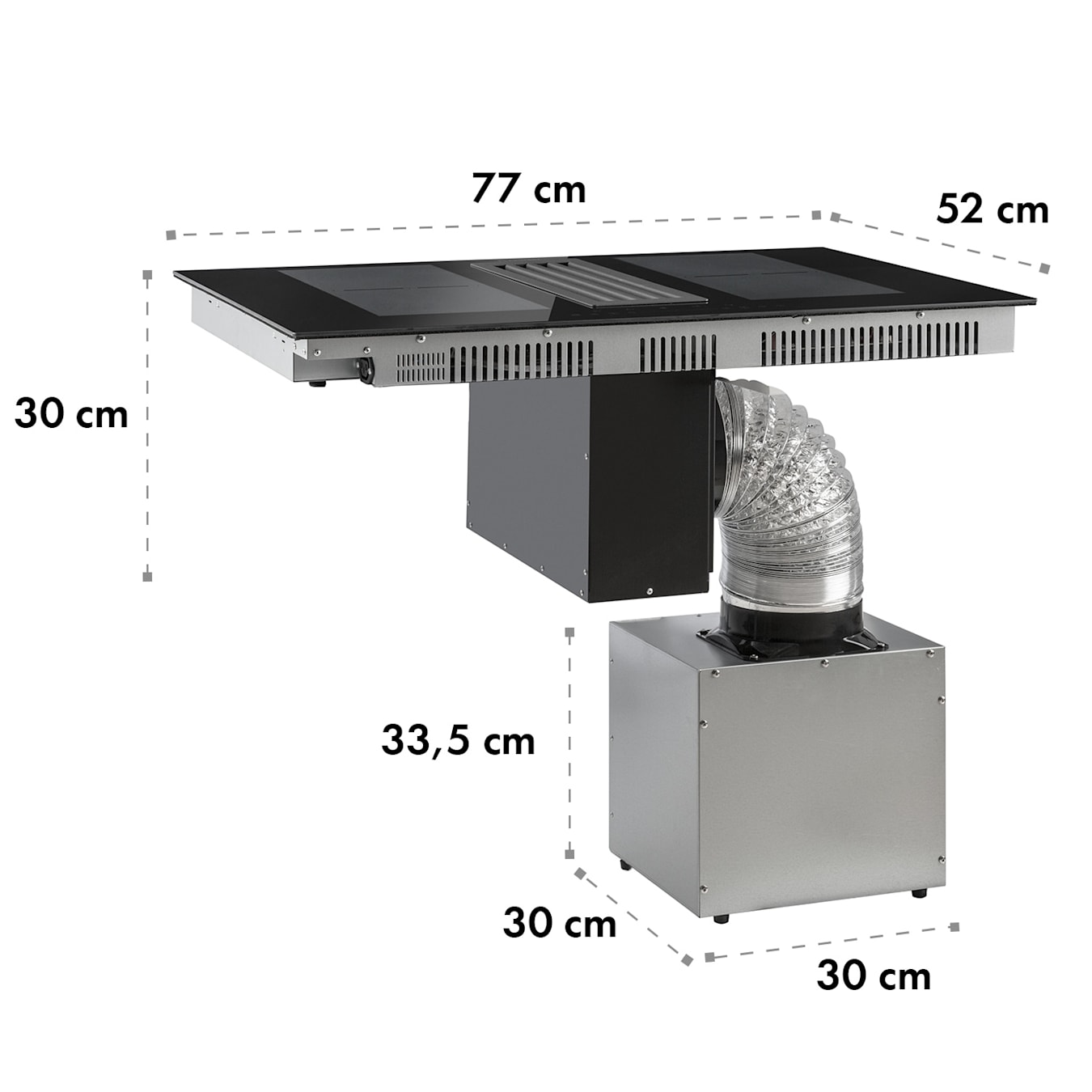 Klarstein Full House Down Air System Table à induction + hotte classe A++ -  noir 77 cm