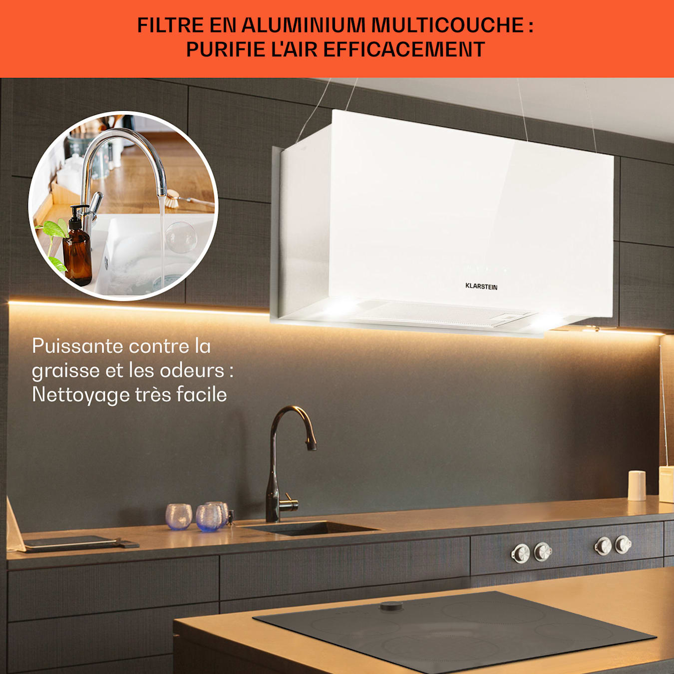 Mon Espace Maison - Meuble haut sur hotte cuisine aluminium largeur 60cm |  Mon Espace Maison