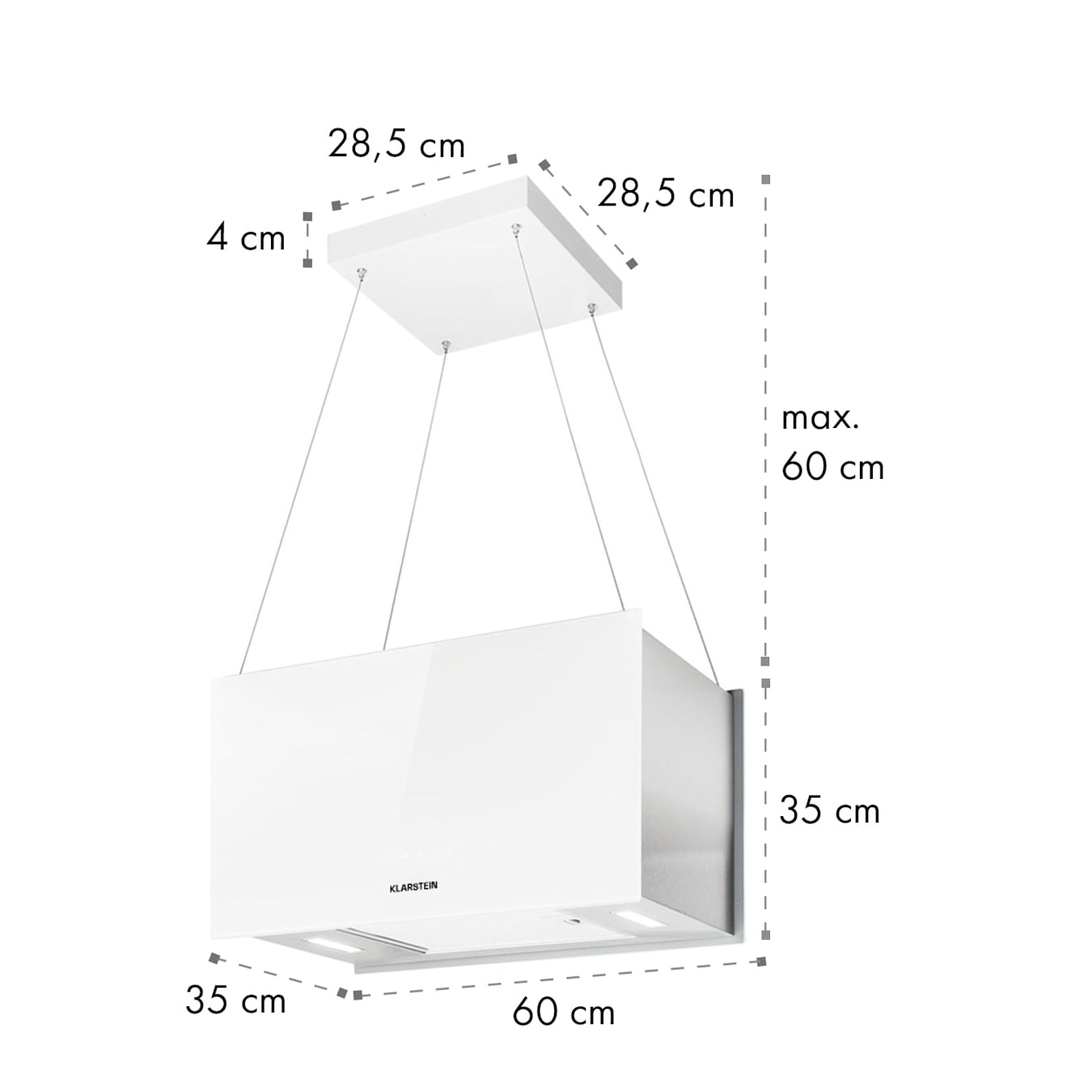 KLARSTEIN Kronleuchter Hotte aspirante îlot - Hotte sans évacuation, Air  pulsé en 3 niveaux, Panneau de commande tactile, Eclairage LED, 45 cm -  Blanc