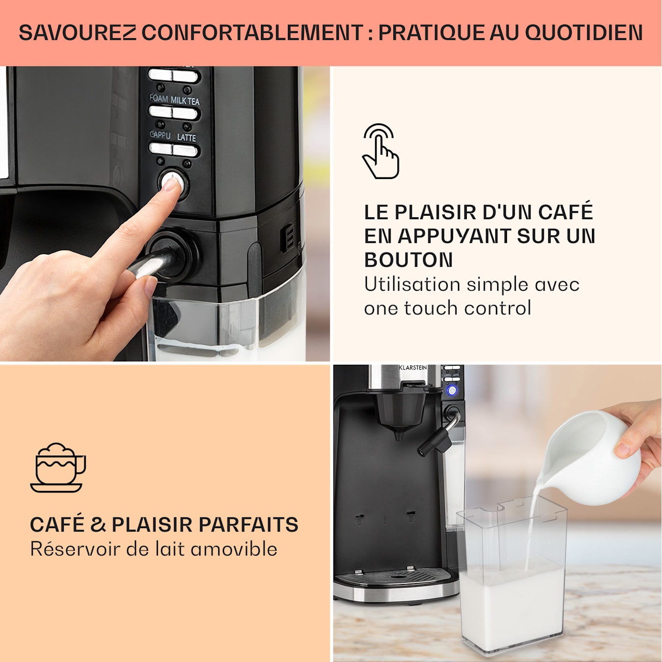 Klarstein Baristomat Machine à café & thé automatique 6 programmes