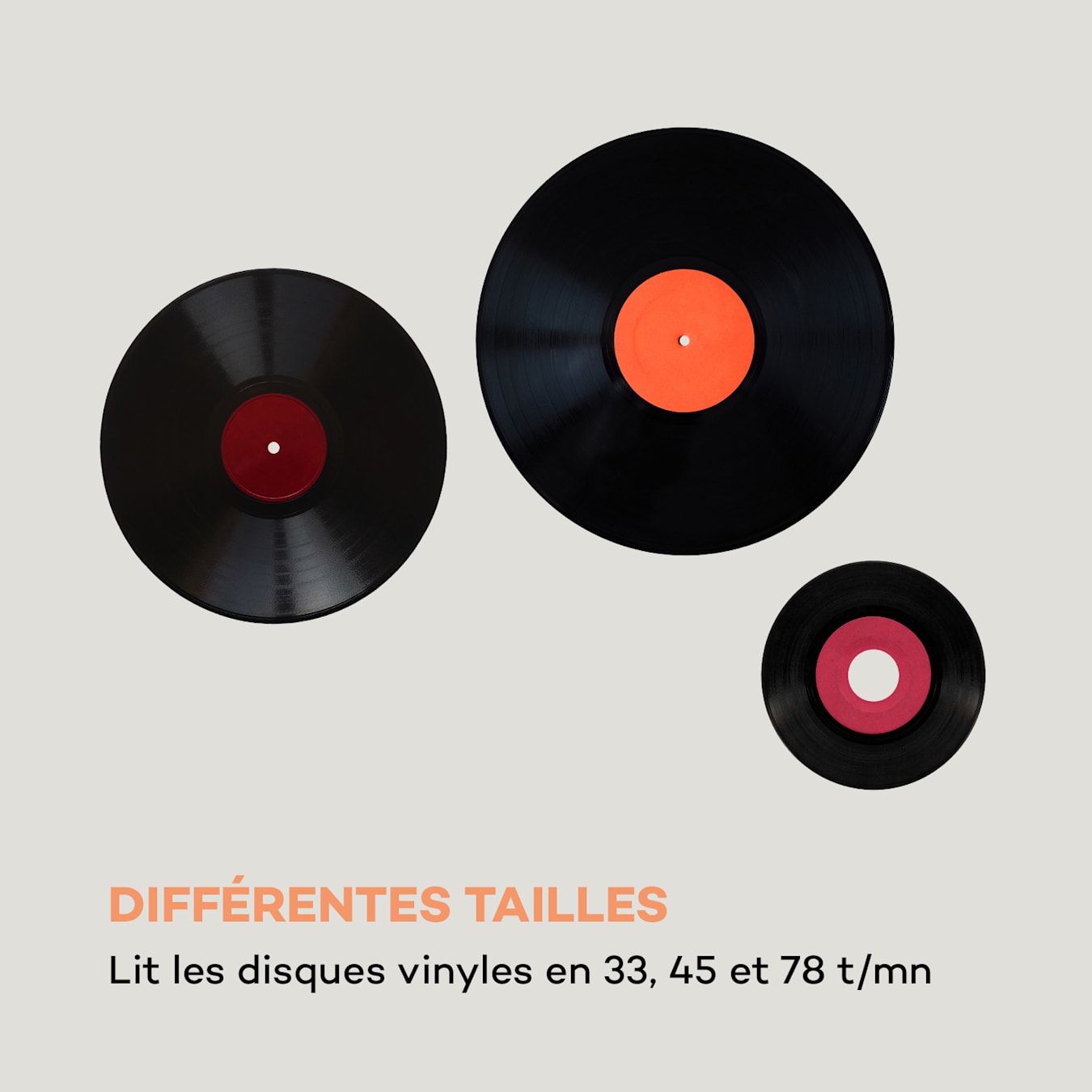 Platine vinyle stéréo Noire 33/45/78 tours avec enceintes intégrées -  USB/SD/AUX - Prise casque