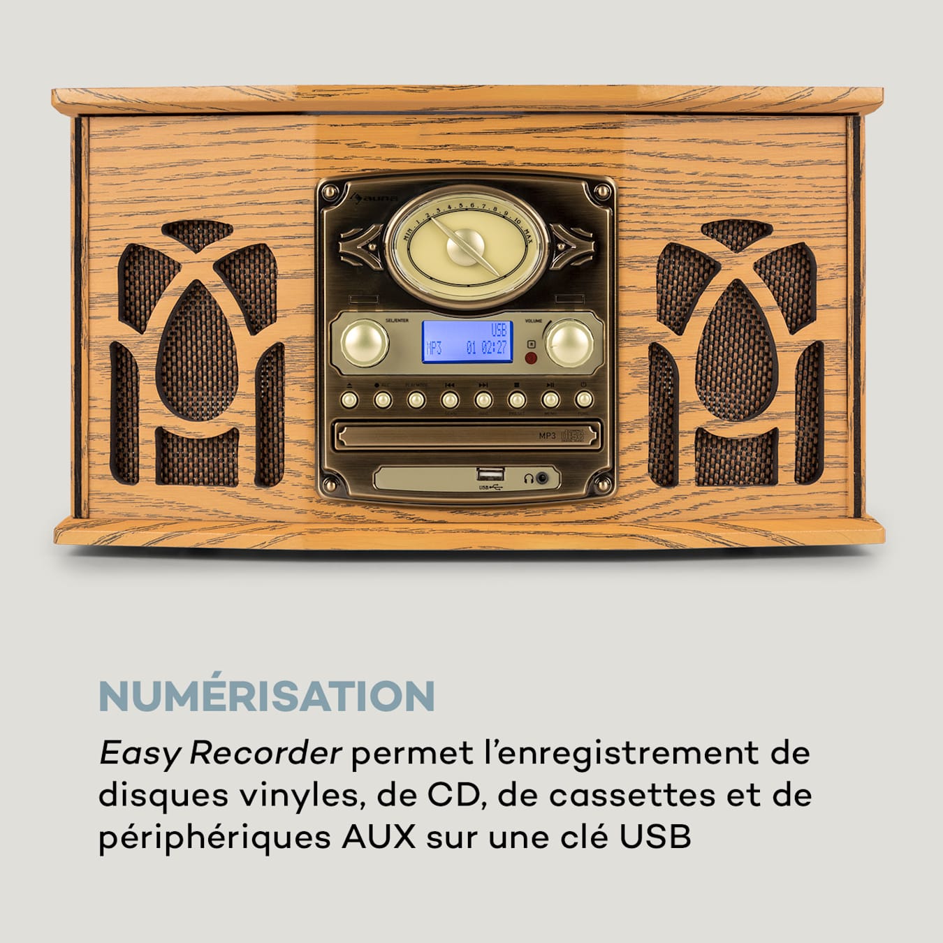 AUNA NR-620 Dab Chaîne stéréo - Compacte, Platine Vinyle 33 et 45