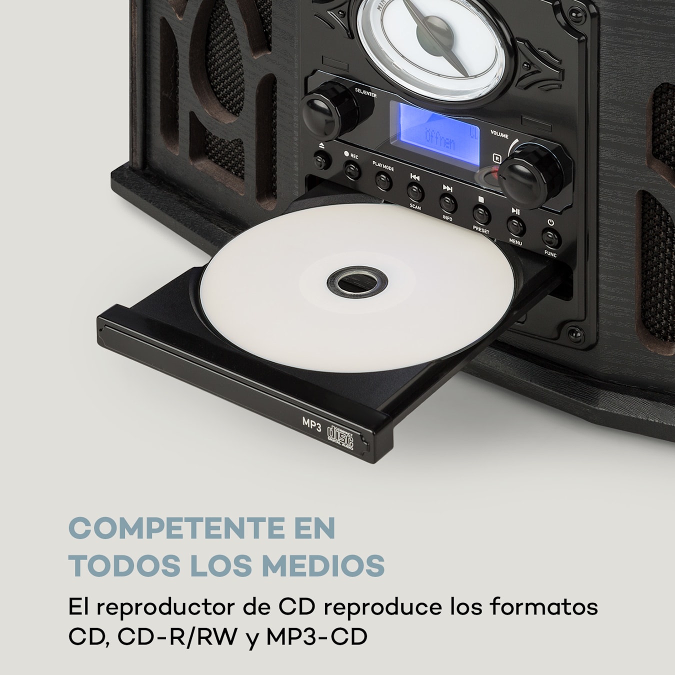 auna NR-620 DAB equipo de música madera tocadiscos DAB+ reproductor de CD  negro Madera Negra