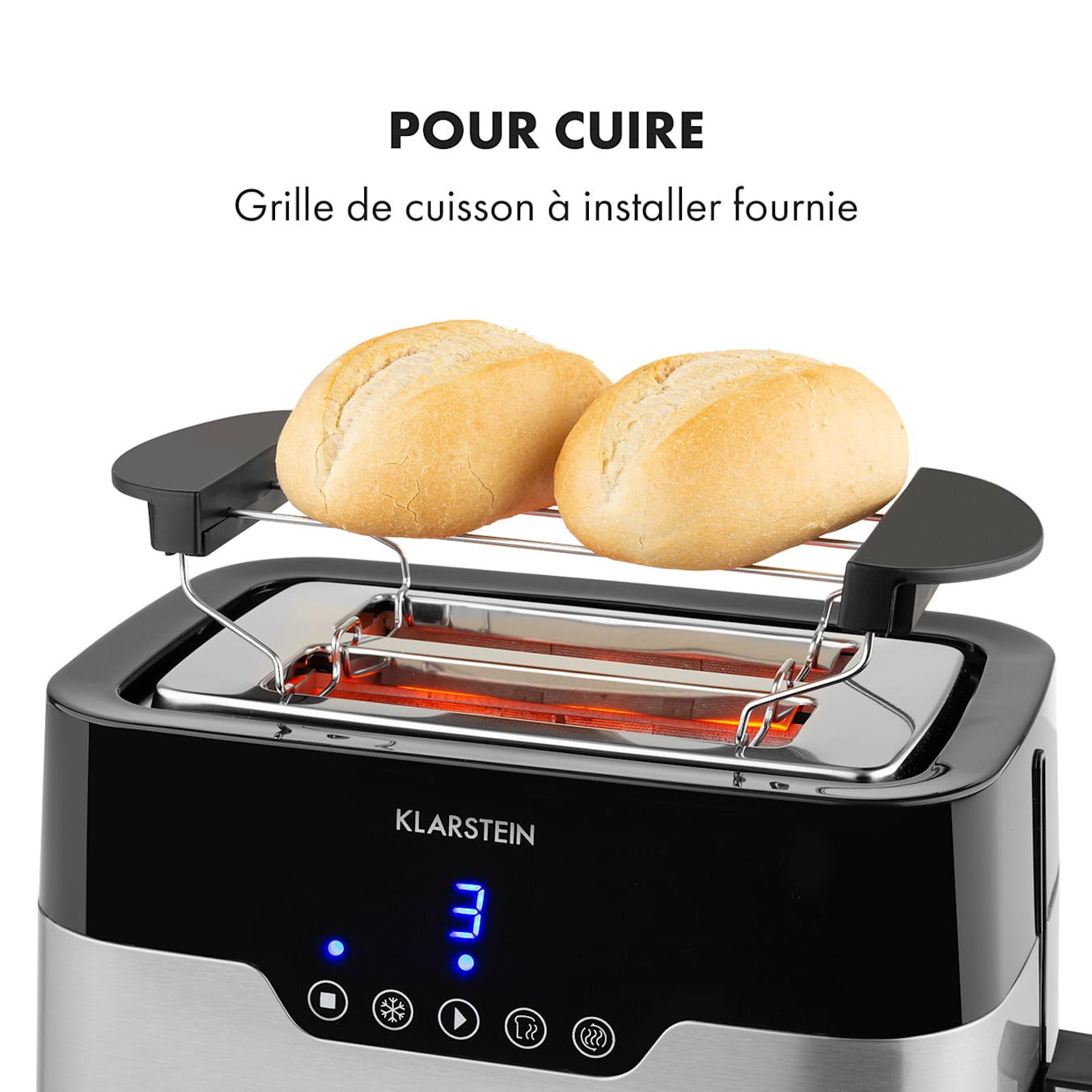 Grille pain tactile 2 larges fentes en inox Smart Toaster