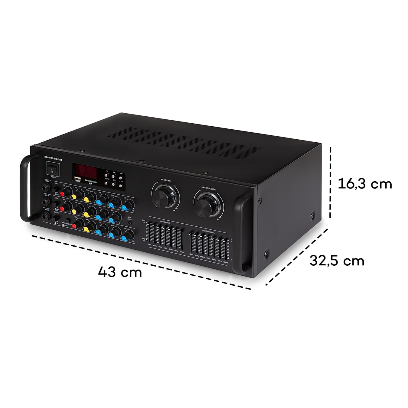Auna - auna Amp-Pro1 BT Amplificateur Bluetooth 2 canaux avec ports USB &  SD - 3 entrées micro pour karaoké - Ampli - Rue du Commerce