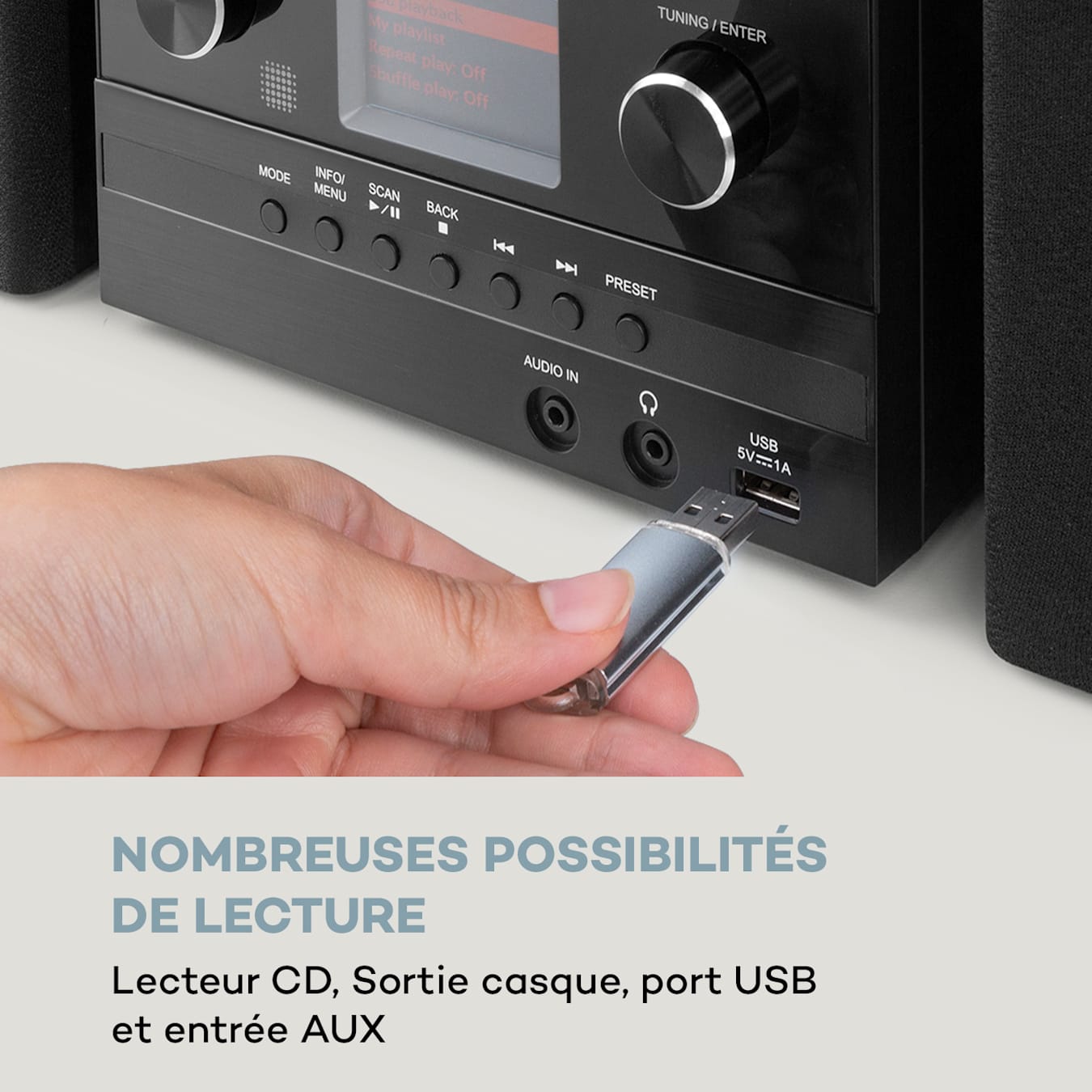 auna Stereo Sonic DAB+ Chaîne HiFi lecteur CD USB & Bluetooth Noire