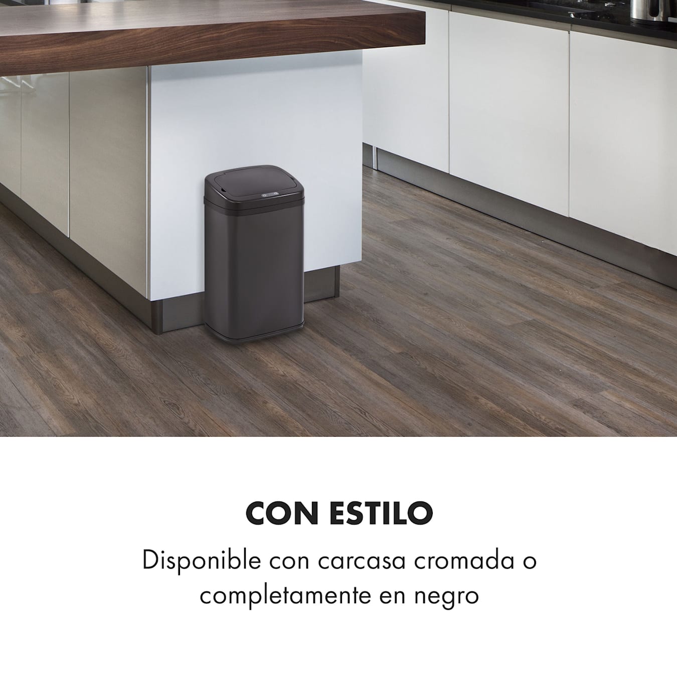 Klarstein Touchless Black Stainless Steel Cubo de basura con sensor de 72 L  Negro