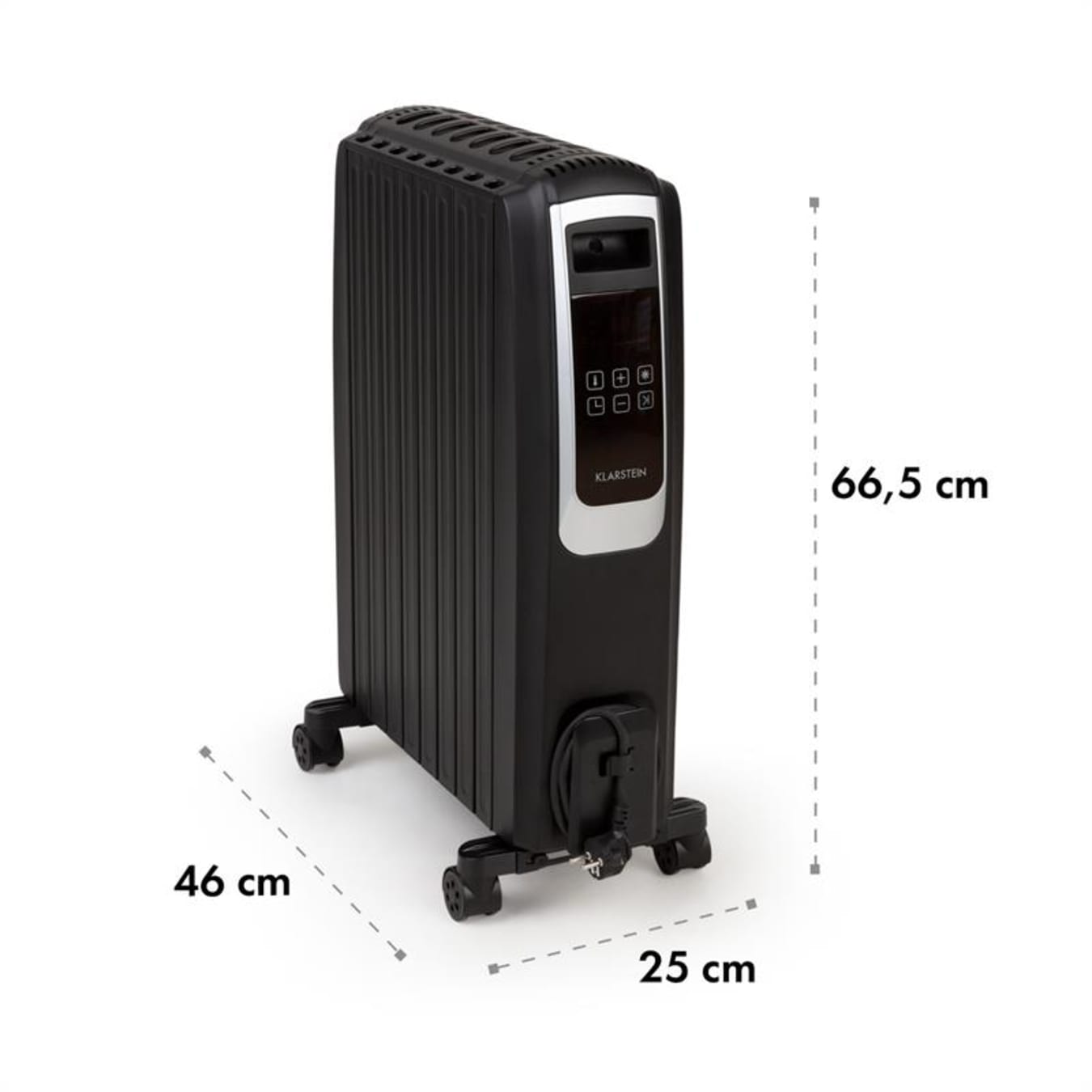 Radiateur rempli d'huile 2500W avec 11 ailettes - Noir