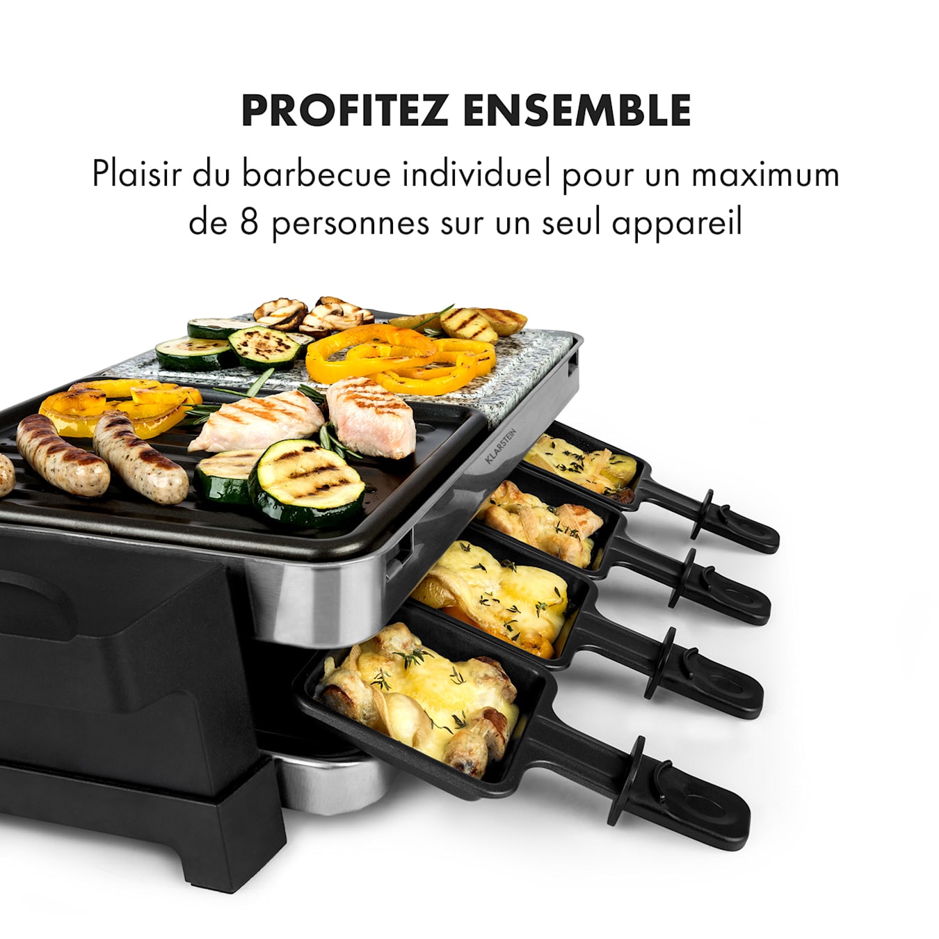 Klarstein Sirloin Appareil à raclette pour 8 personnes 1500W aluminium &  pierre