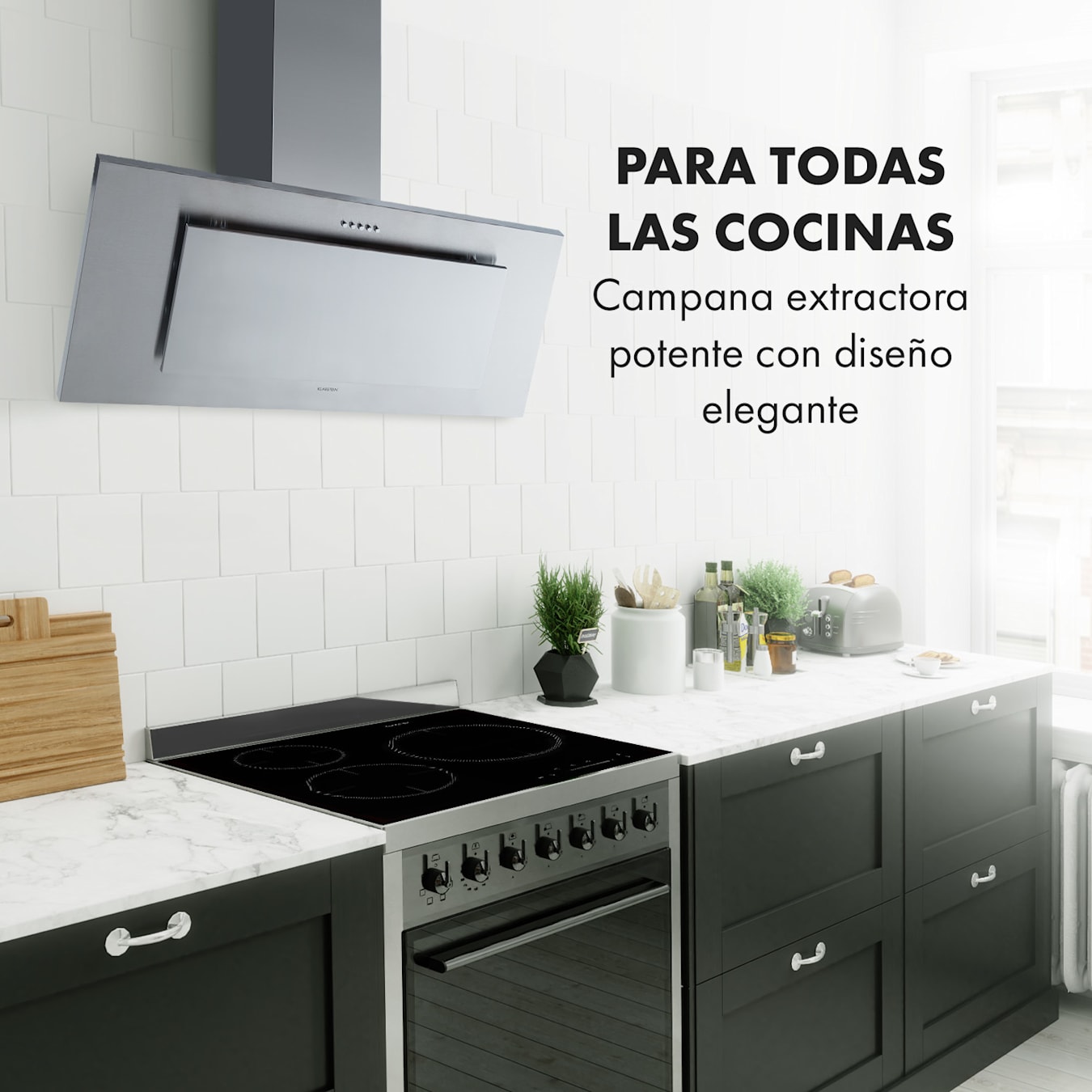 Klarstein Helena 90 Campana extractora de 595 m³/h Pantalla led Blanca 90 cm