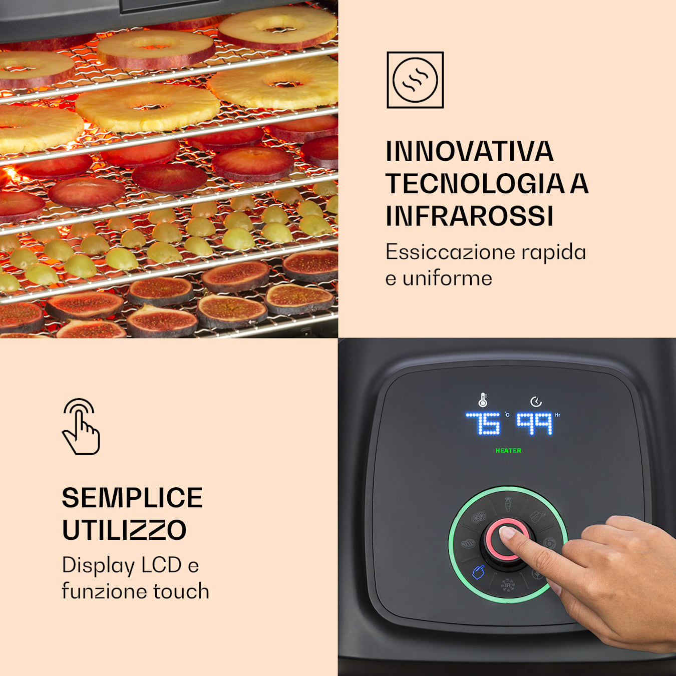 Essiccatore Per Alimenti Professionale Disidratatore Alimentare 500 W 6  Ripiani