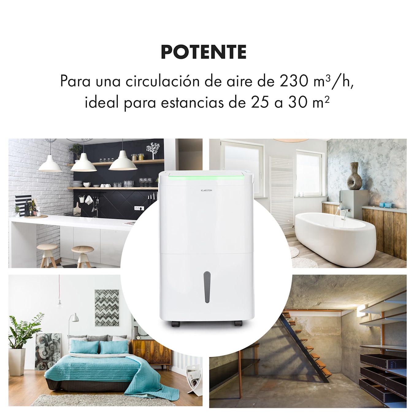 Klarstein DryFy Connect 30 Deshumidificador WiFi Compresión 30l/d 25-30m²  Blanco 30l/24h