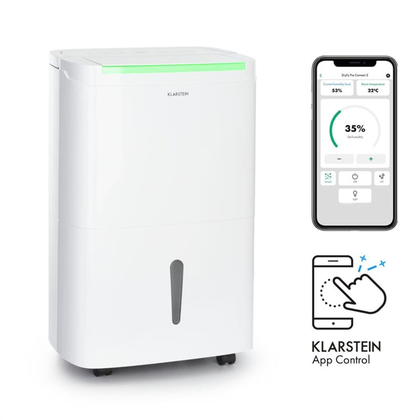 Klarstein DryFy Connect 30 Déshumidificateur d'air compression 30L/24h -  Blanc 30 l /24 h