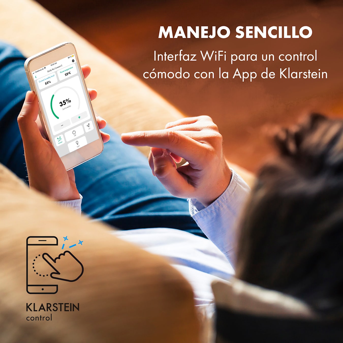 Klarstein DryFy Connect 50 Deshumidificador WiFi Compresión 50l/d 45-55m²  Blanco 50l/24h