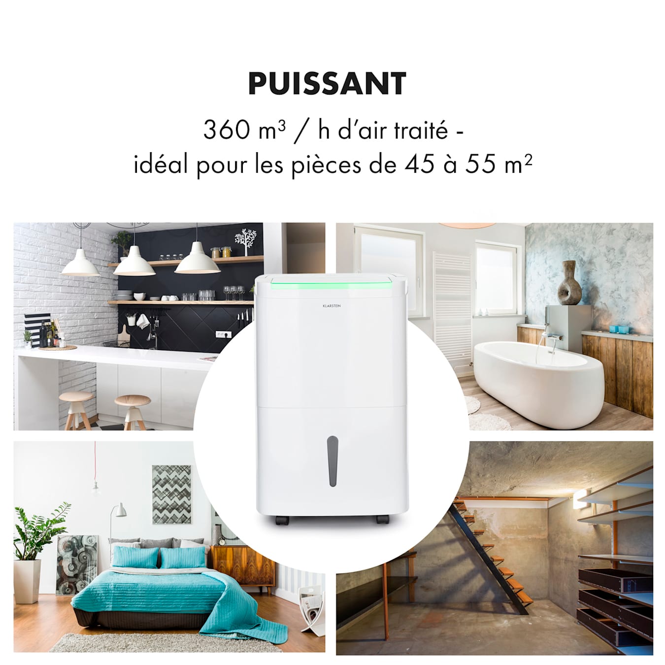 Klarstein Déshumidificateur d'air Smart Chambre, Salle de Bain