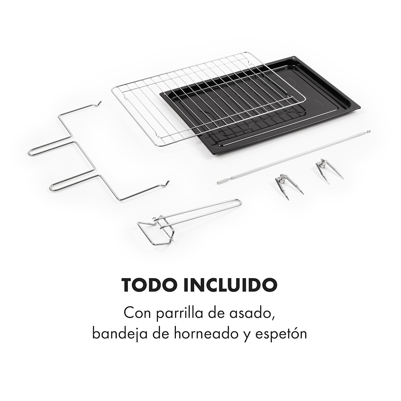 KLARSTEIN Masterchef 60 Mini Horno Electrico de sobremesa 60L, 2000W,  100-230°C, asador giratorio, función de circulación de aire, temporizador