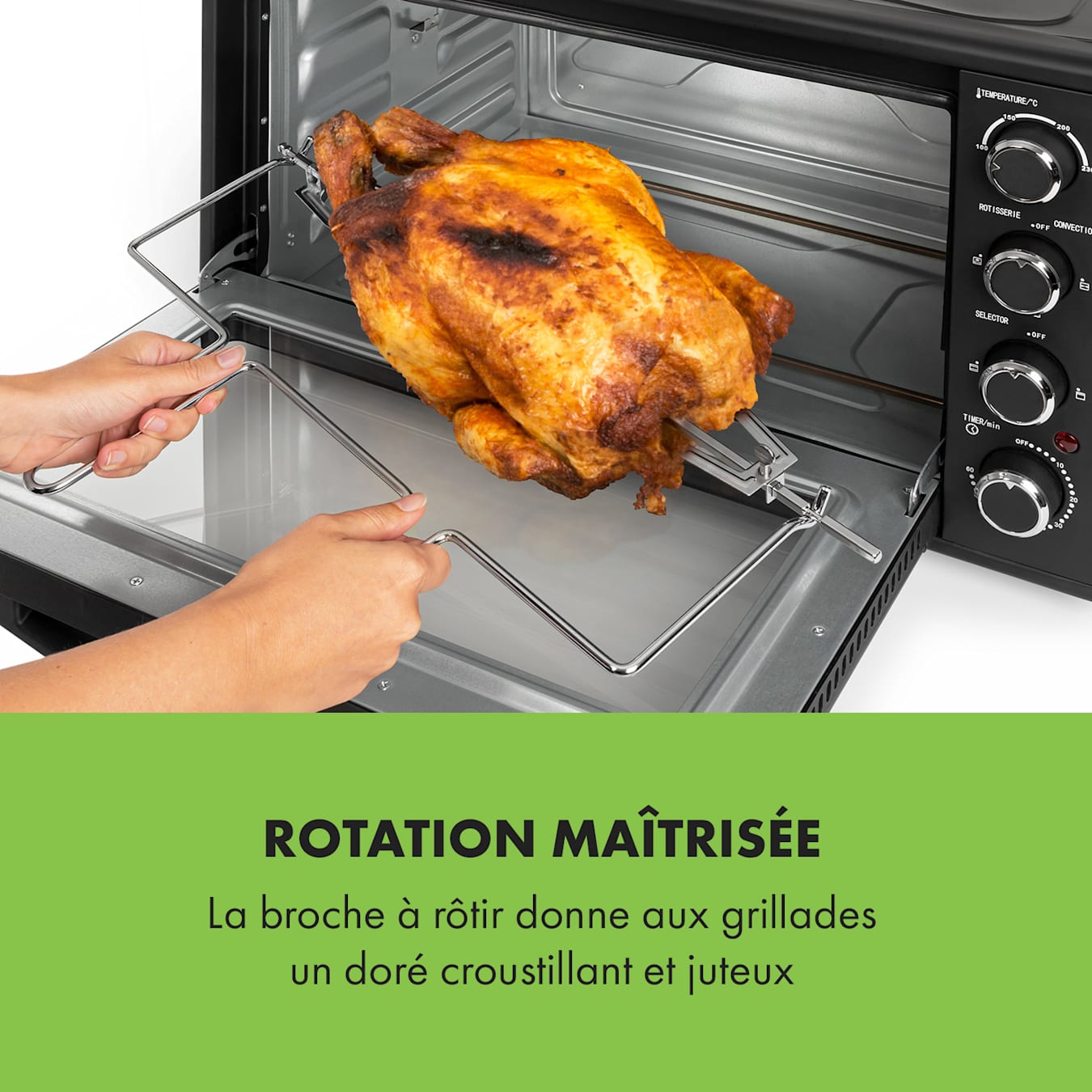 Klarstein Masterchef 60 Mini four 60L 2000W 100 à 230 °C Minuterie 60mn -  Noir 60 L