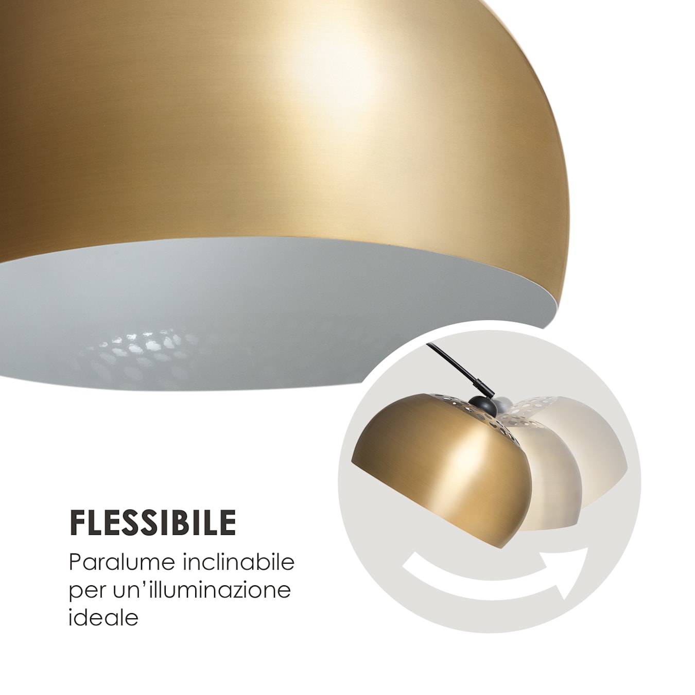 Besoa Amara Lampada ad Arco Schermo Dorato Base in Marmo E27 Cavo: 2 m oro  Oro antico metallizzato