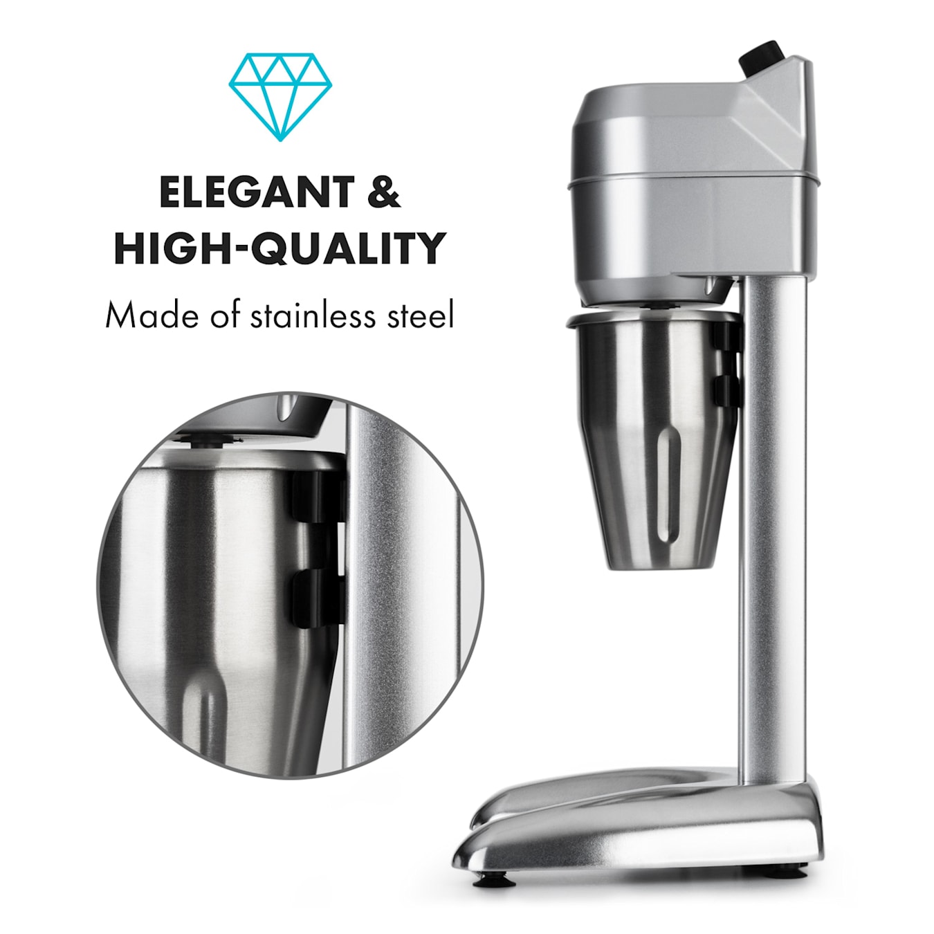 Klarstein Pro Powerhouse Milkshake Mixer Protein Shake 300W Stepless  Stainless Steel