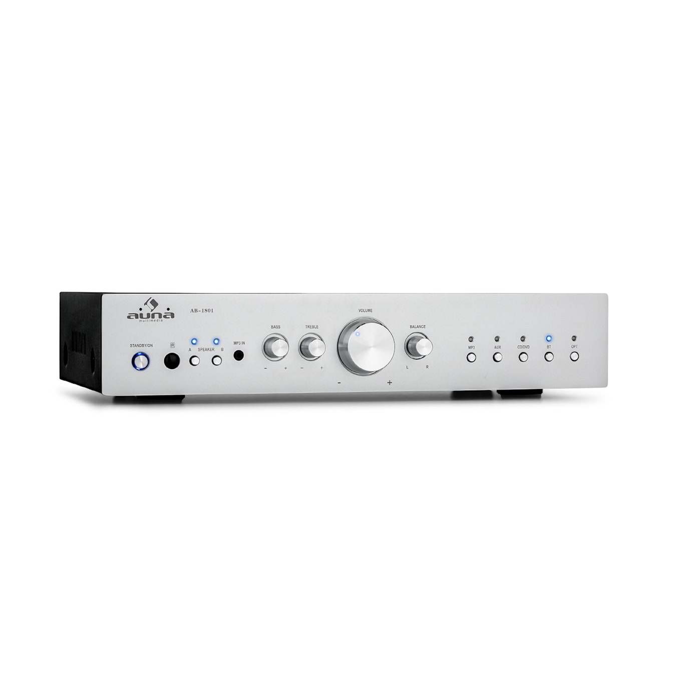 AV2-CD608BT HiFi-Stereo-Verstärker 4x100W RMS BT Dig-Opt-In Silber