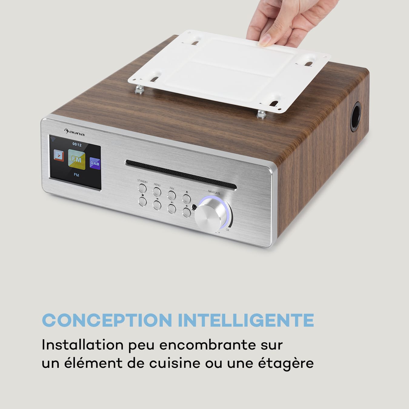 Auna silverstar chef radio de cuisine encastrable - lecteur cd / bluetooth  / usb / internet / tuner dab+ fm - argent AUNA Pas Cher 