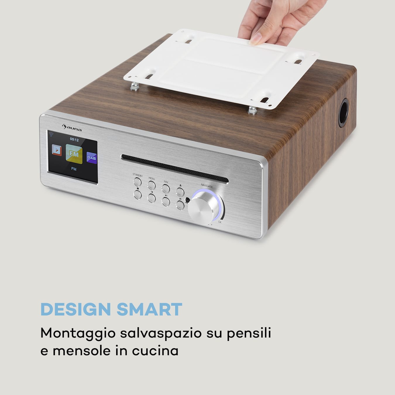 auna Silver Star Chef Radio da Cucina 20W max. CD BT USB Web/DAB+/FM  argento Argento