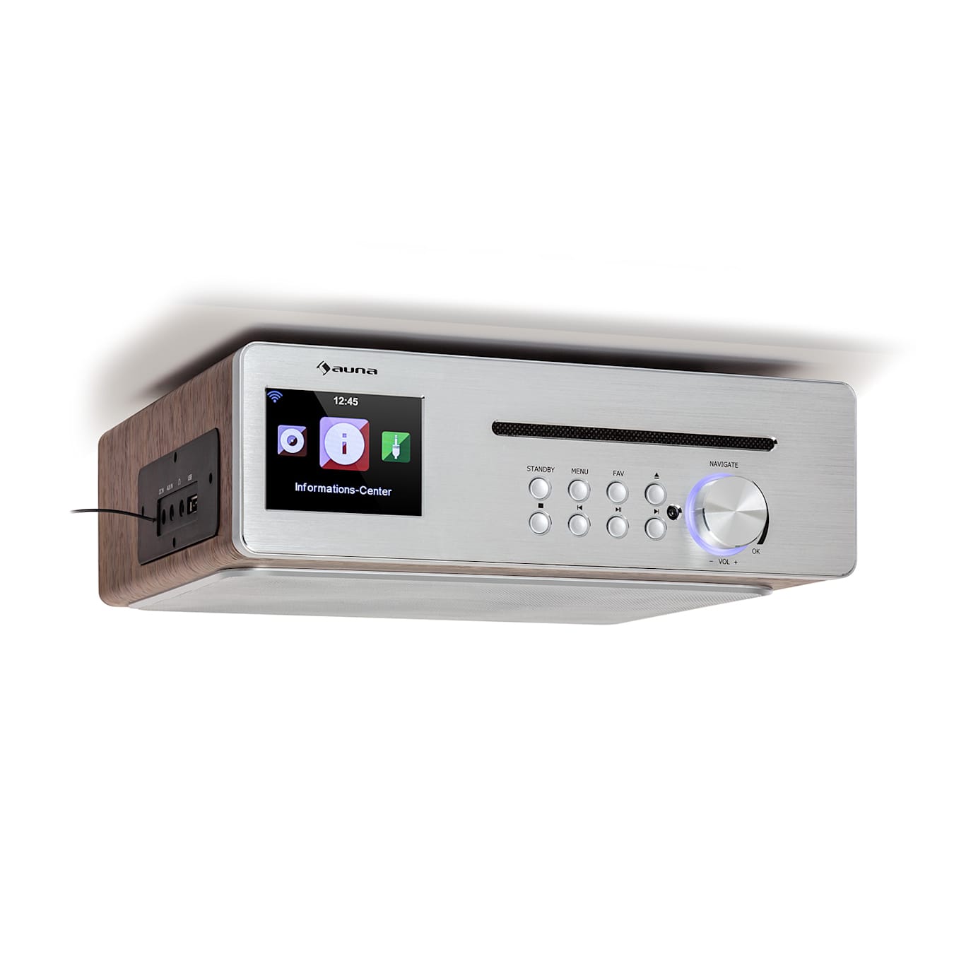 auna Silver Star Chef radio de cocina 20 W máx. CD BT USB internet/DAB+/FM  plateada Nuez