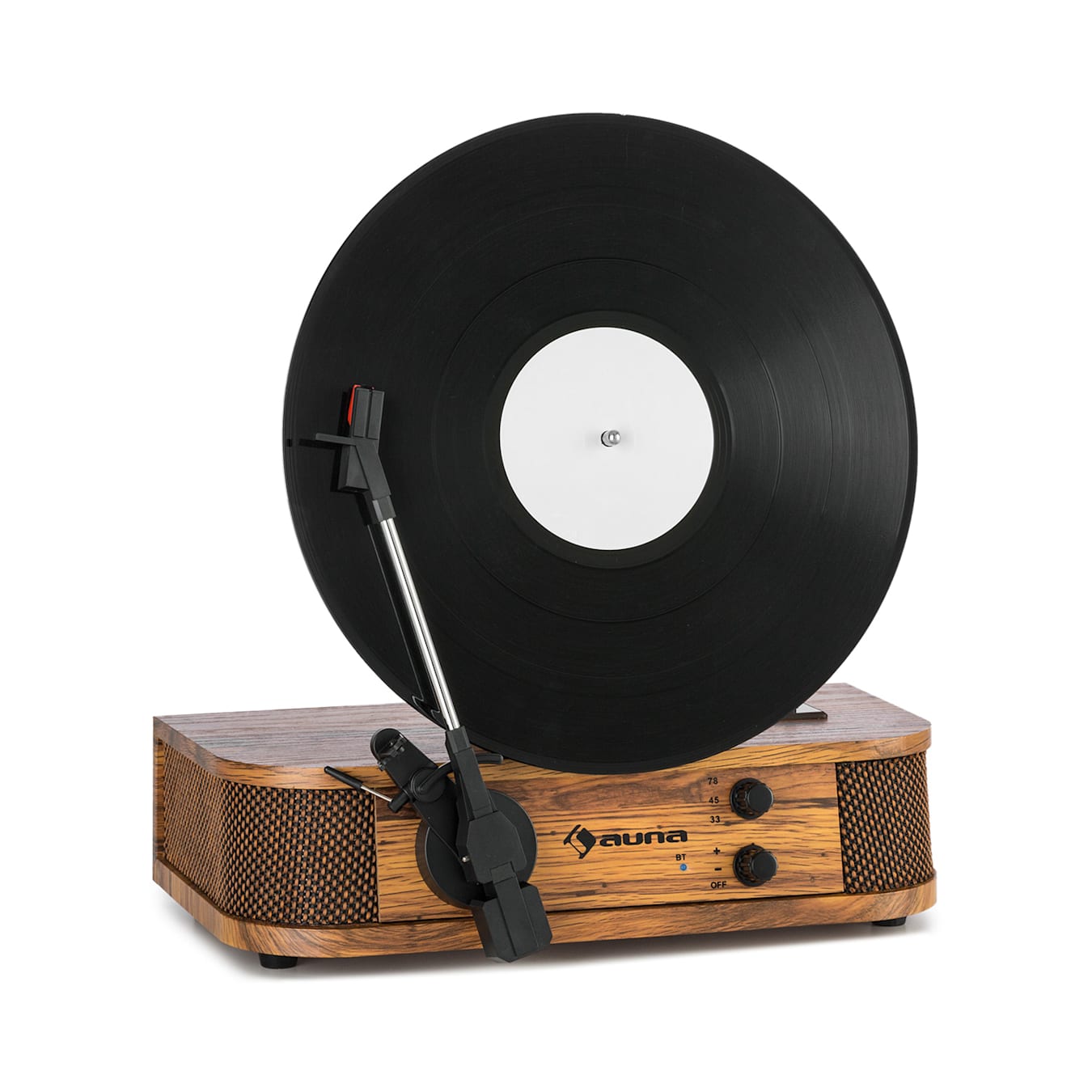 Auna Tocadiscos de Vinilo Vintage, Incluye Altavoces con Sistema Estéreo,  para Musica, Tocadiscos de Vinilo, Reproductor Vinilo Retro con Bluetooth