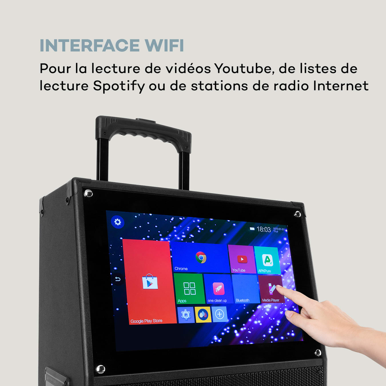 auna KTV Système Karaoké avec écran tactile 15,4 Subwoofer 12 2