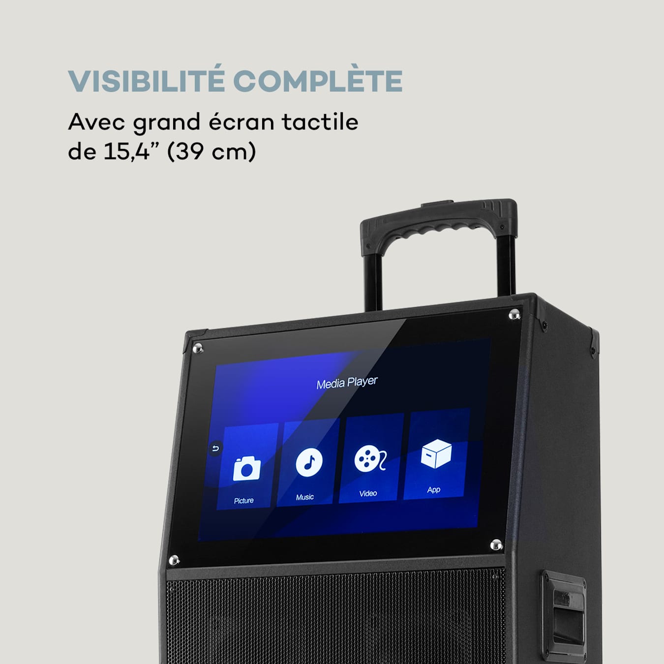 auna KTV Système Karaoké avec écran tactile 15,4 Subwoofer 12 2 micros  UHF 15,4