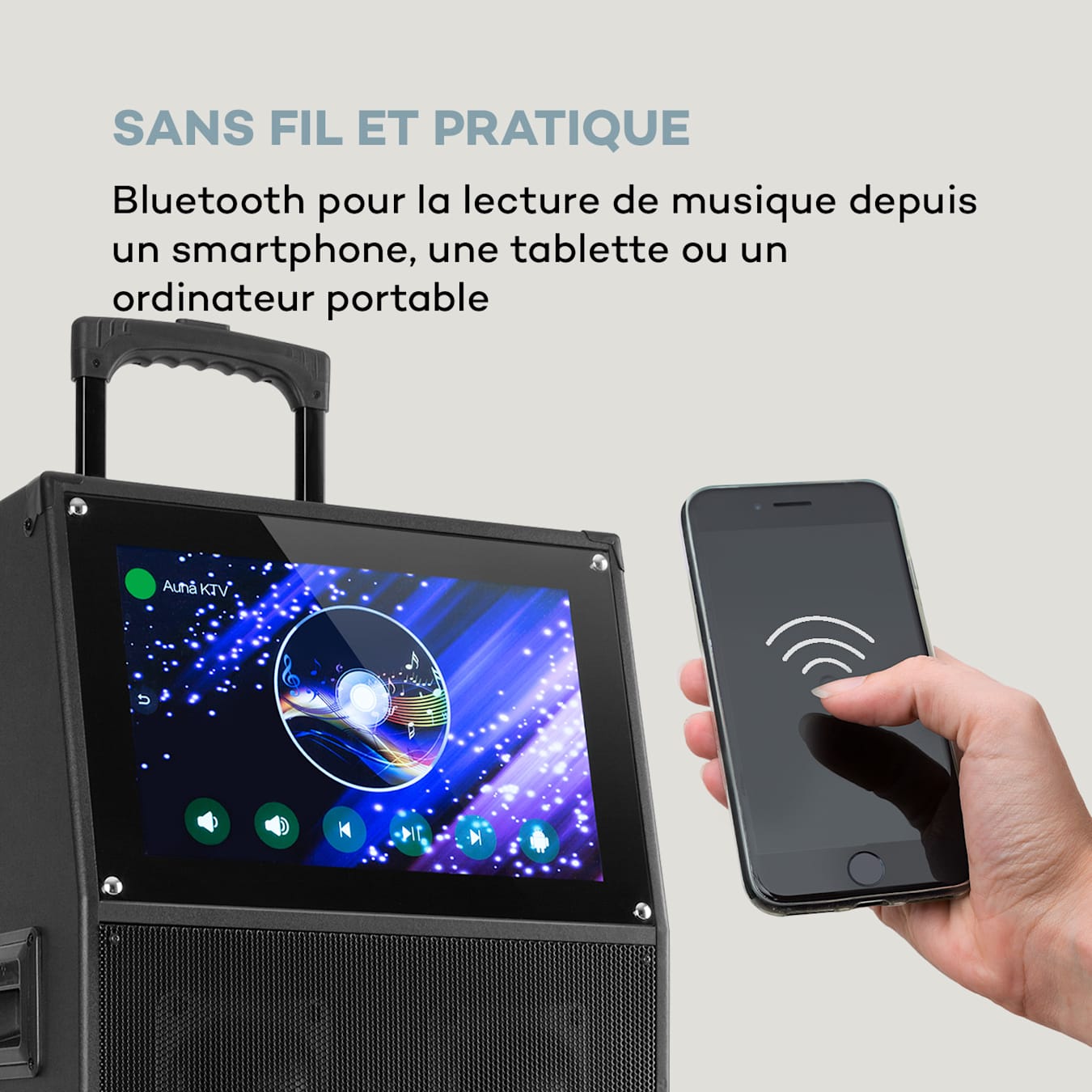 auna KTV Système Karaoké avec écran tactile 15,4 Subwoofer 12 2 micros  UHF 15,4