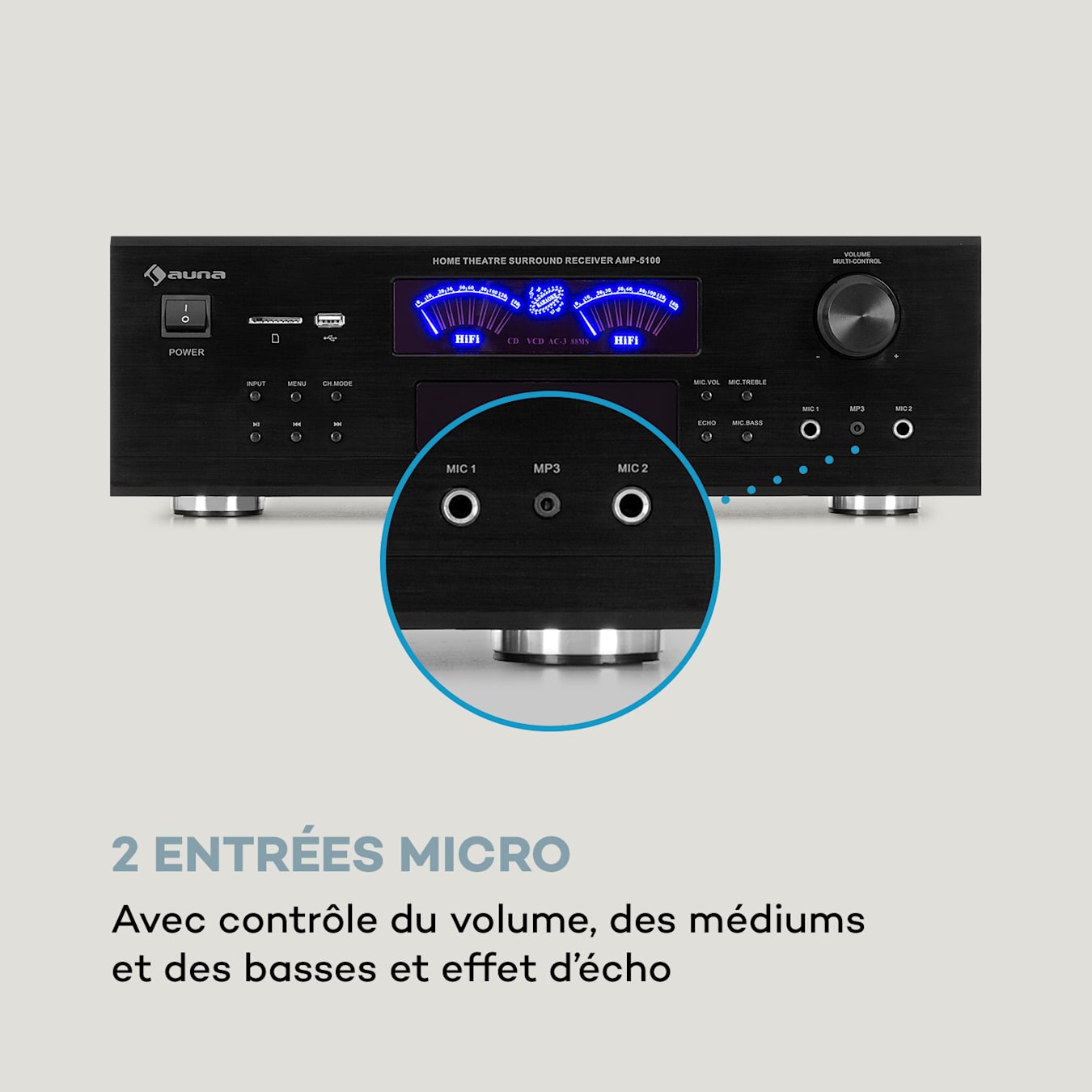 Amplificateur avec connexion sans fil avec 1 micro effet echo - N