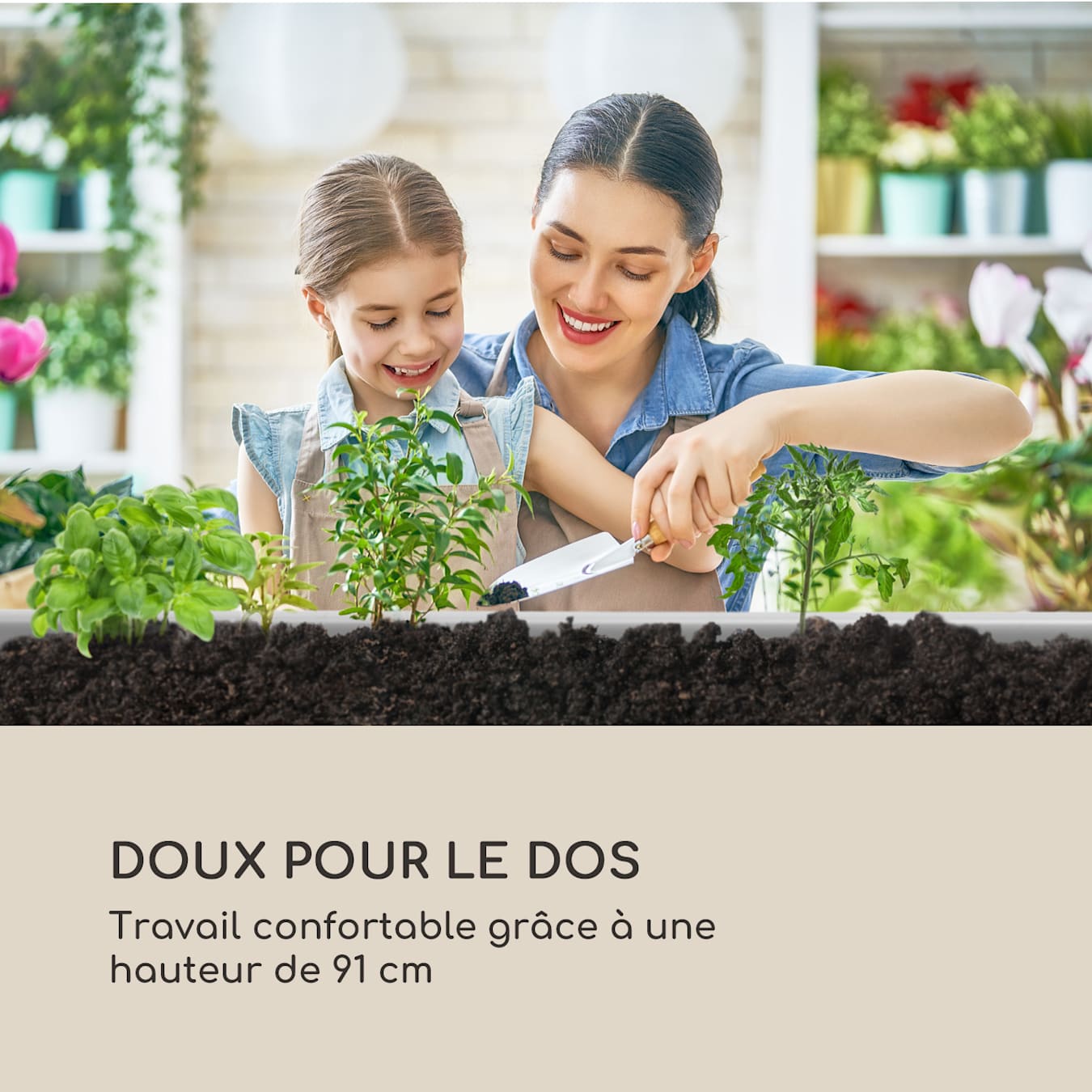 Blumfeldt Nova Grow Potager surélevé 150 x 91 x 100 cm WPC aspect bois blanc