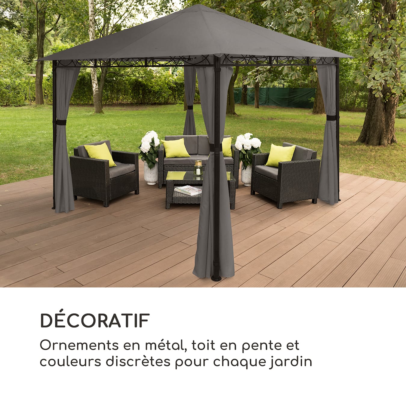 Tonnelle de Jardin 3x4 m env. env. 180g/m² pavillon avec bâche de