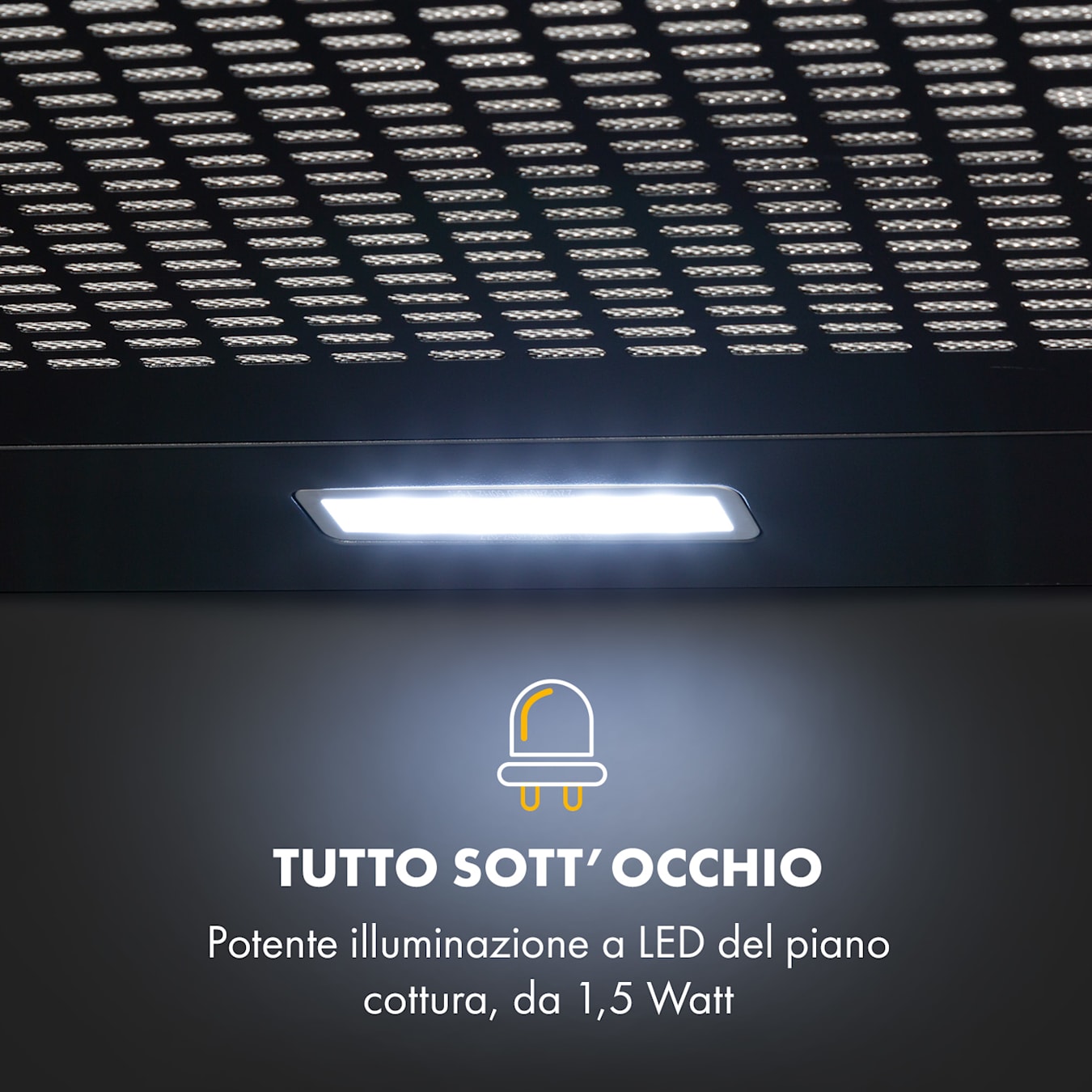 Klarstein Capannina Cappa Sottopensile 60cm 166m³/h LED Acciaio