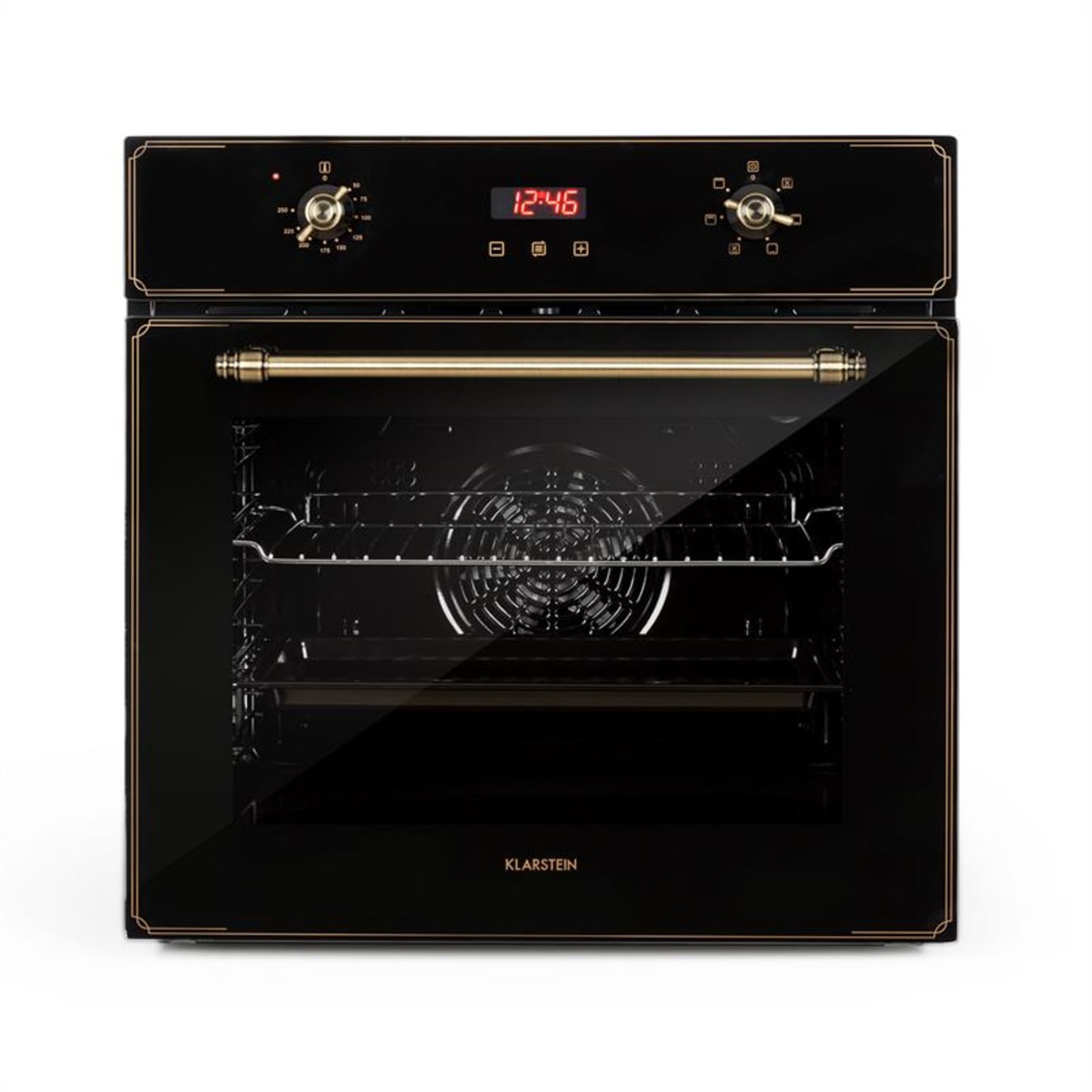 inbouw oven retro-design 6 functies 50-250°C zwart Zwart