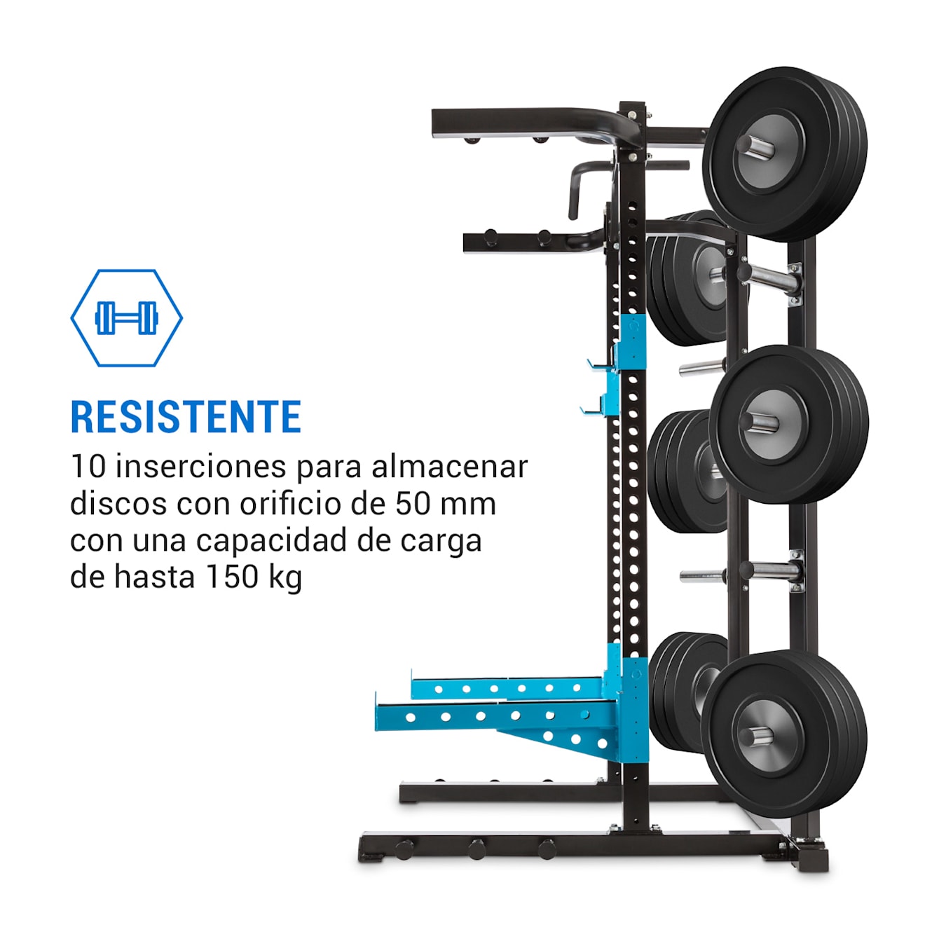 Capital Sports Racktor - Jaula musculacion, Power rack con 35 alturas,  Dominadas torre con 2 ganchos en J, Brazos de Seguridad, Barra dominadas, 4  Soportes para discos de hasta 31mm, Negro 